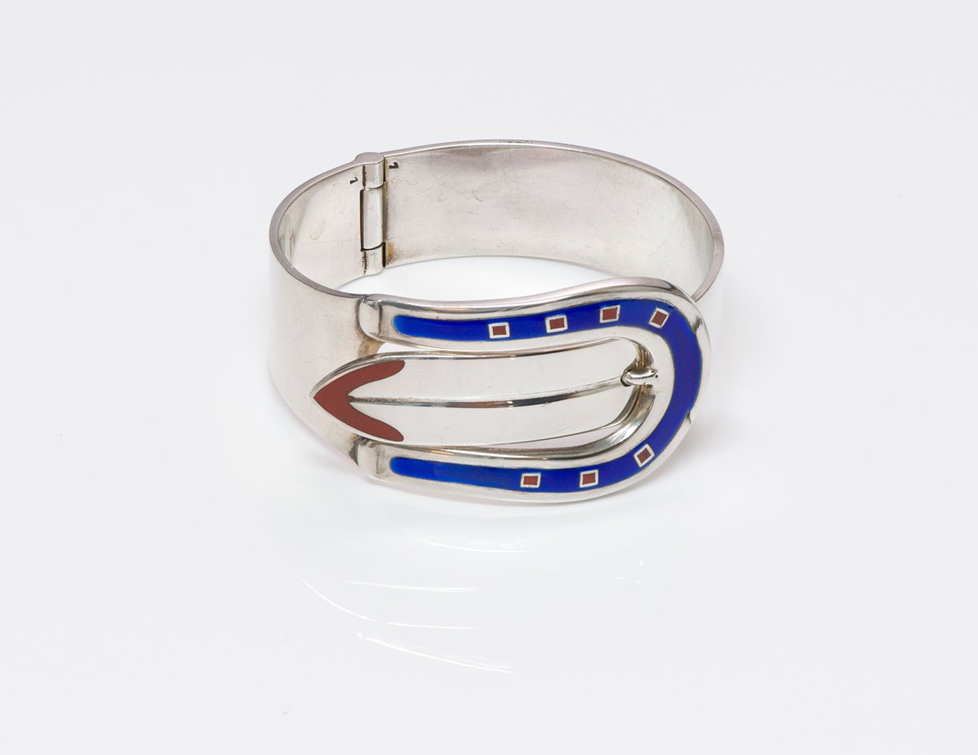Gucci Silver Enamel Horseshoe Bracelet