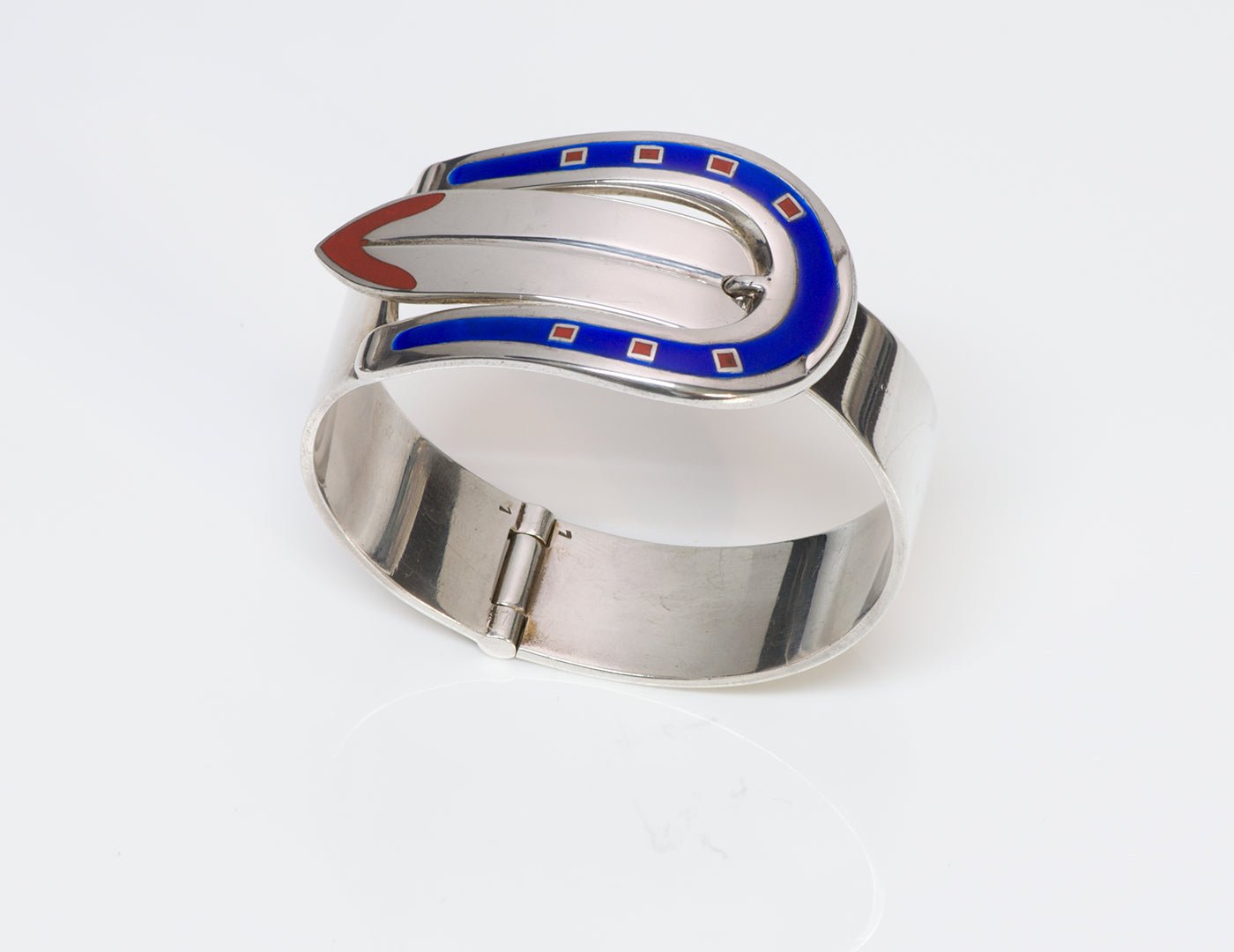 Gucci Silver Enamel Horseshoe Bracelet