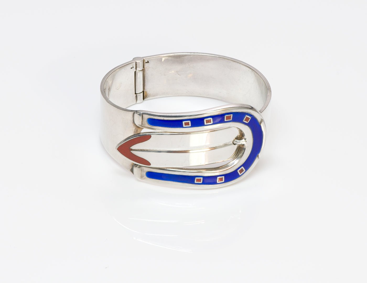 Gucci Silver Enamel Horseshoe Bracelet