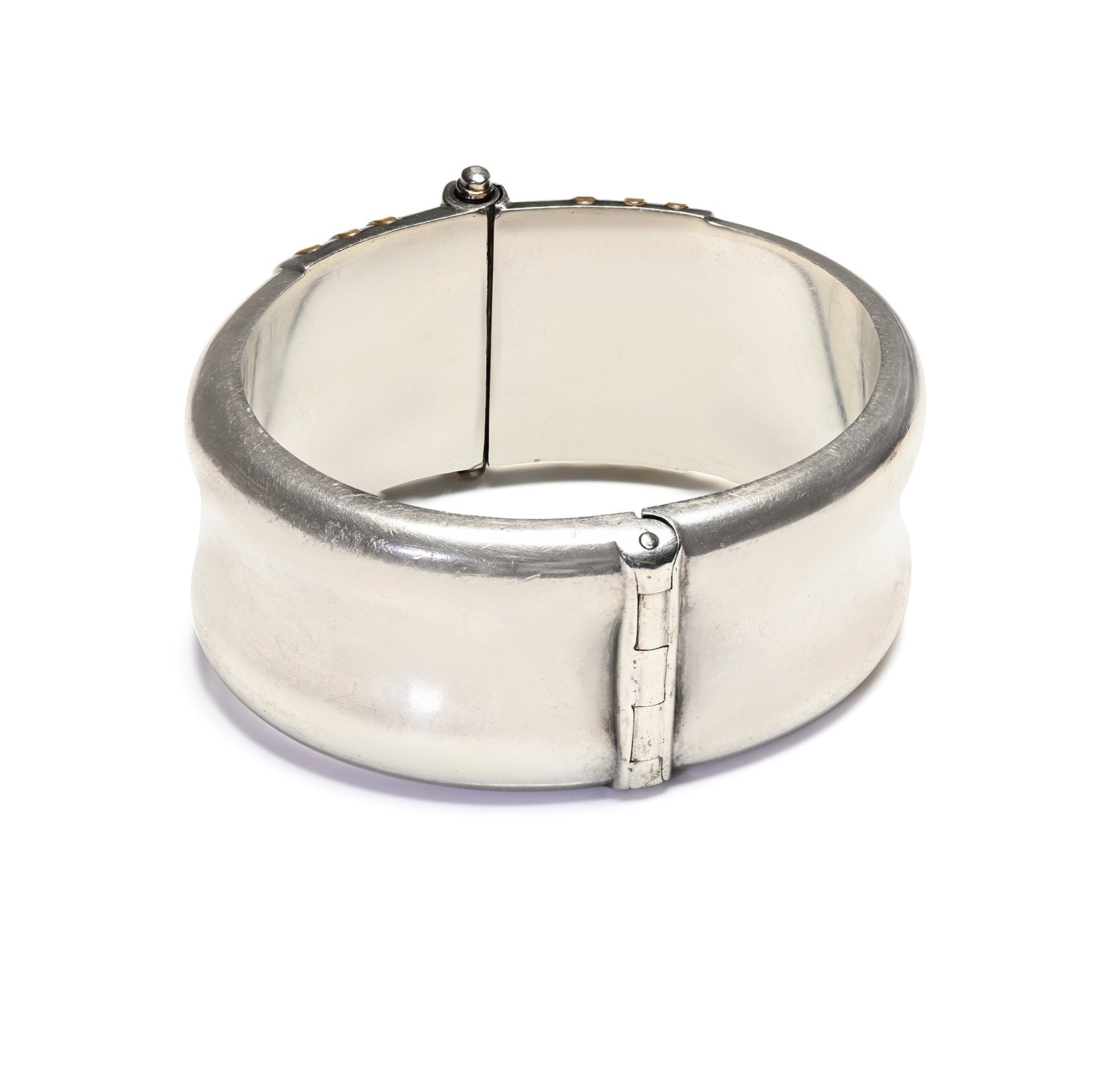 Vintage Gucci Silver Gold Wide Bangle Bracelet