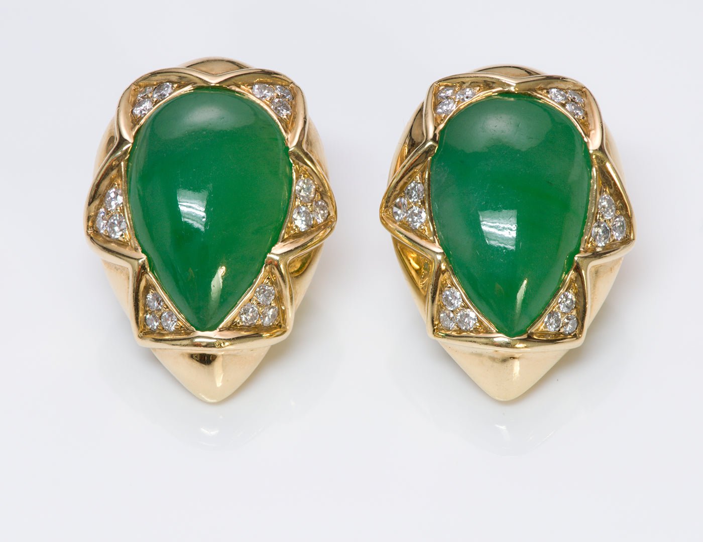 Gump's Jade Diamond 18K Gold Earrings