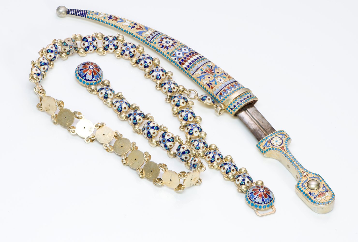 Gustav Klingert Antique Silver Enamel Sword Belt