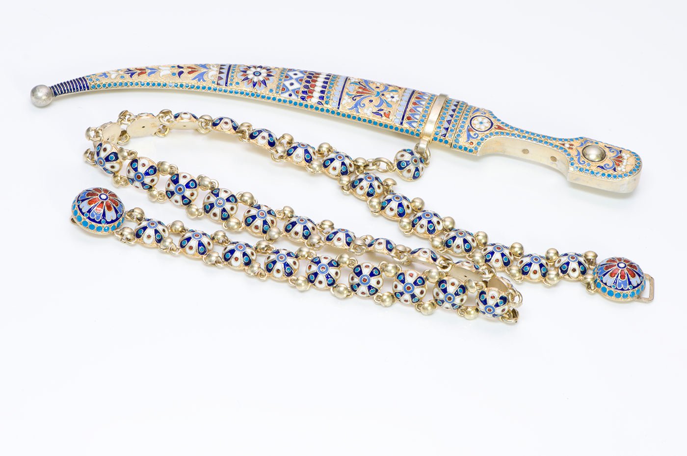 Gustav Klingert Antique Silver Enamel Sword Belt