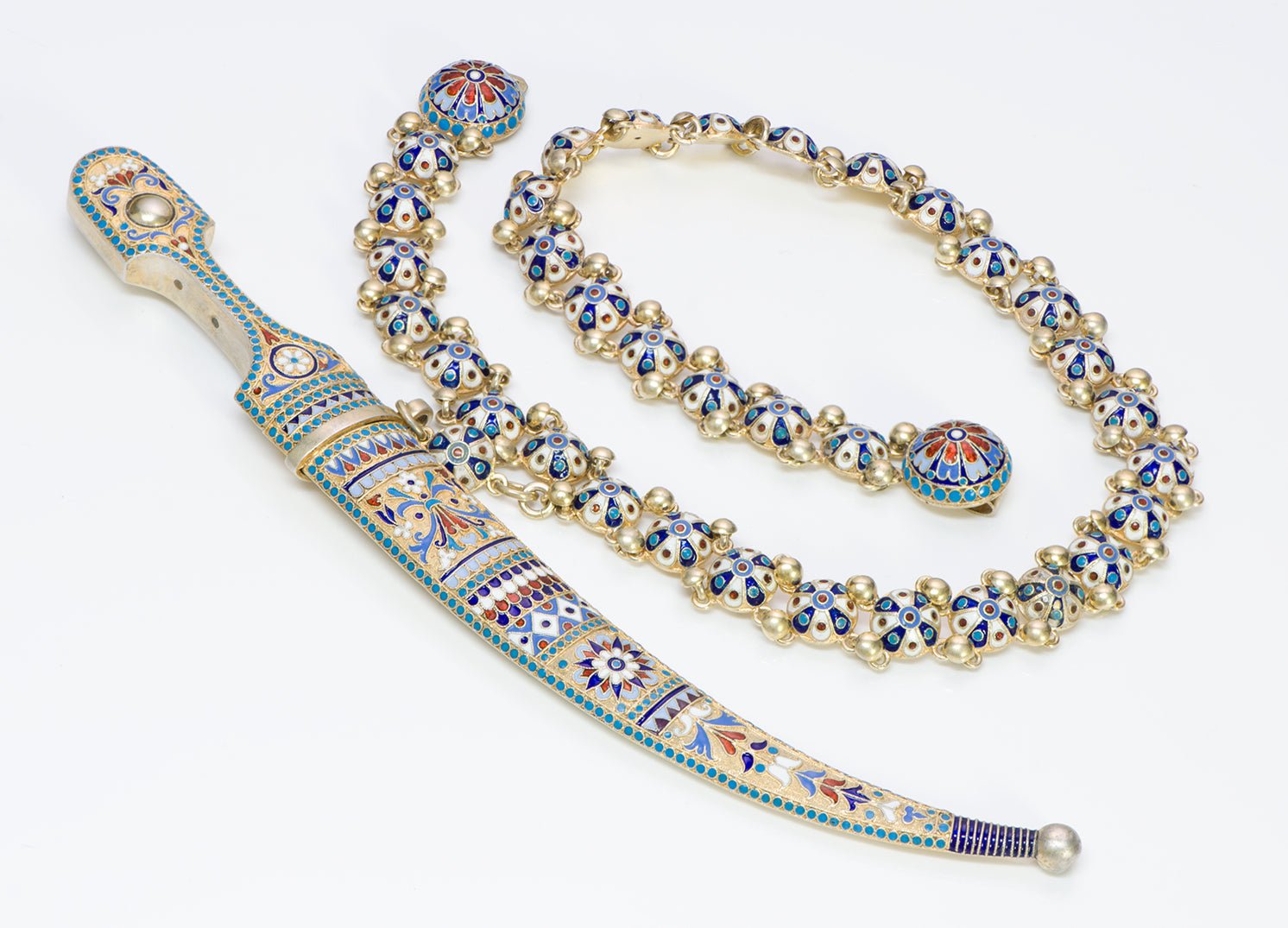 Gustav Klingert Antique Silver Enamel Sword Belt