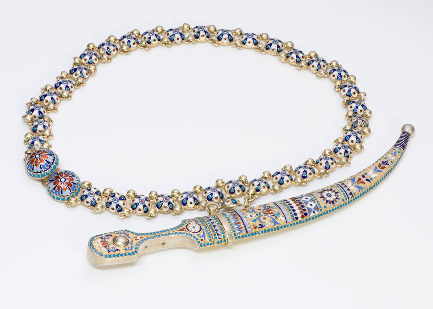 Gustav Klingert Antique Silver Enamel Sword Belt