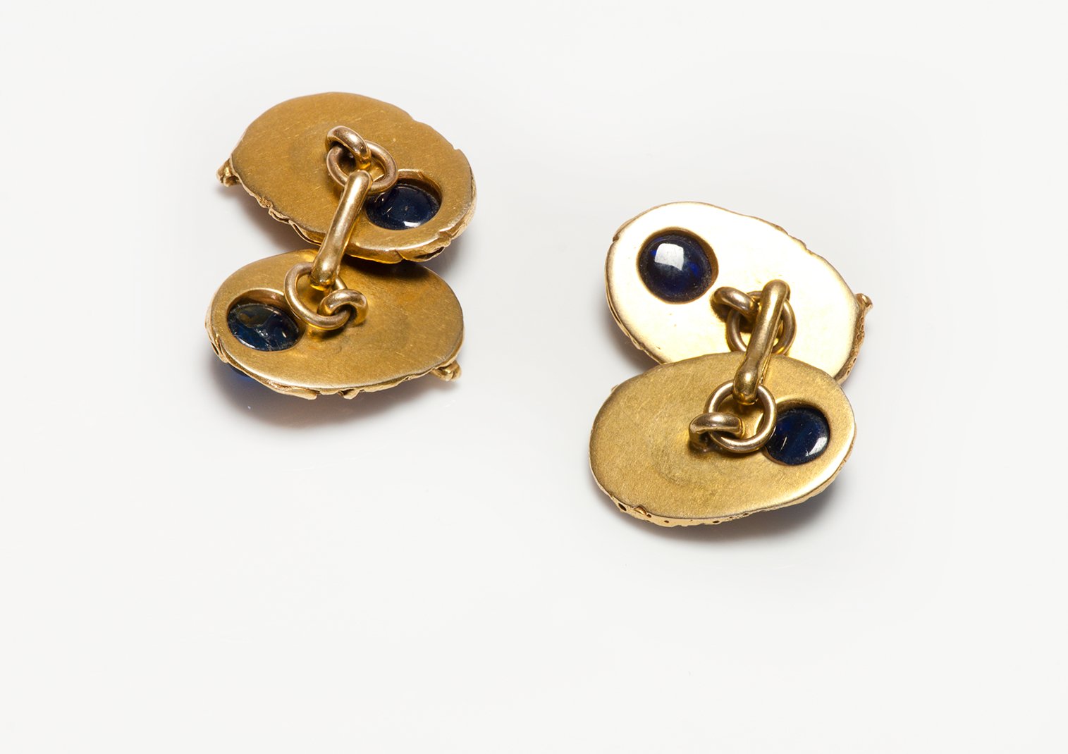 Gustav Manz Antique Art Nouveau Gold Sapphire Deer Cufflinks
