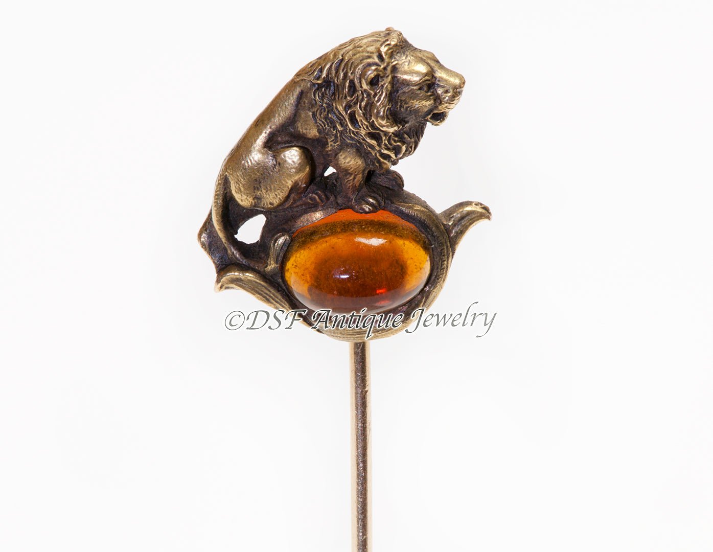 Gustav Manz Gold Lion Citrine Stick Pin