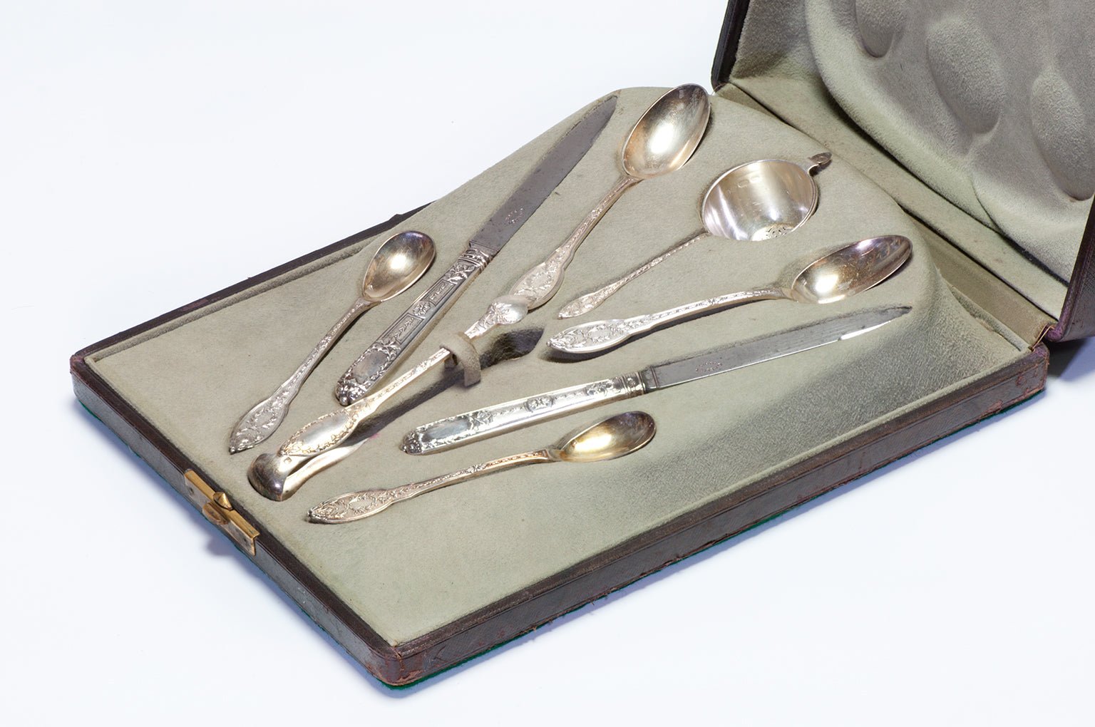 Gustave Keller French Silver Tea Set & Box