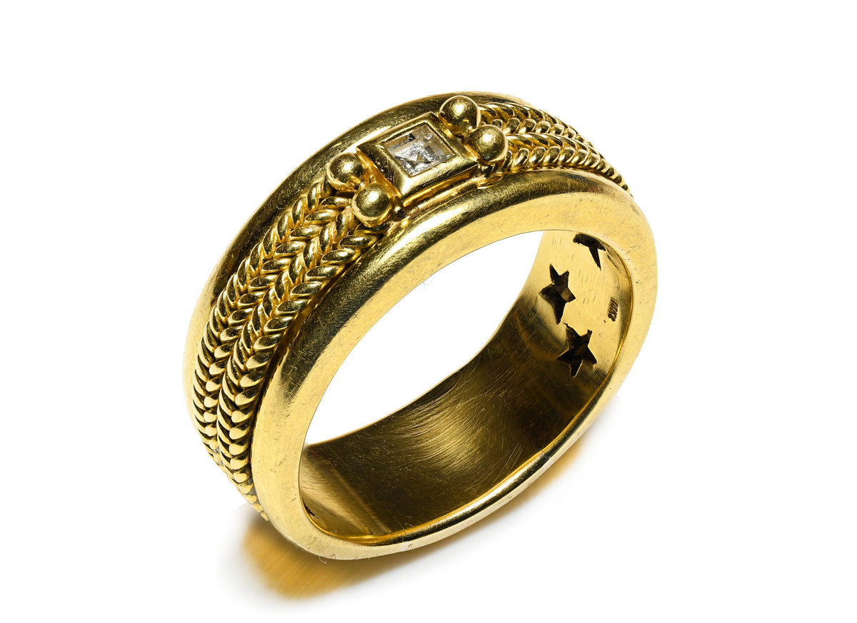 H. Stern 18K Yellow Gold Diamond Men's Band Ring