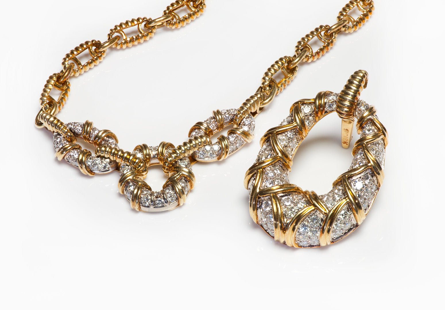 Hammerman Brothers 18K Gold Diamond Chain Link Necklace