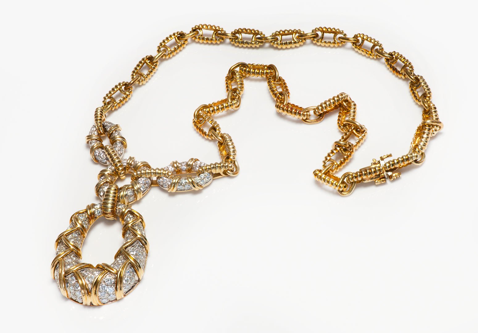 Hammerman Brothers 18K Gold Diamond Chain Link Necklace