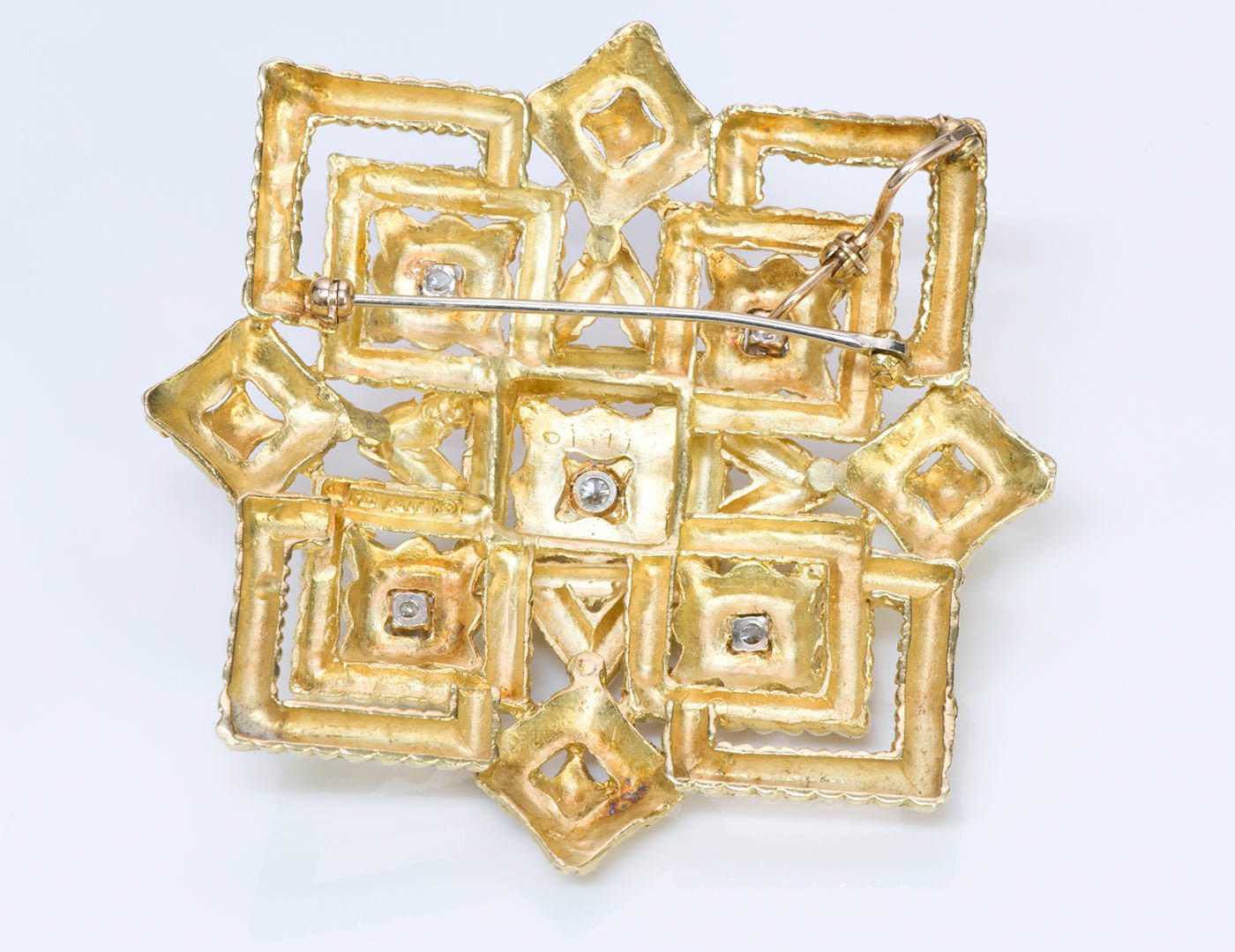 Hammerman Brothers 18K Gold Diamond Pendant Brooch