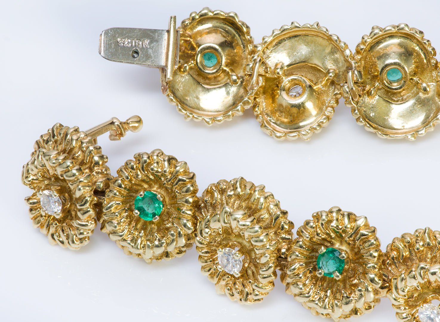 Hammerman Brothers 18K Gold Emerald Diamond Bracelet