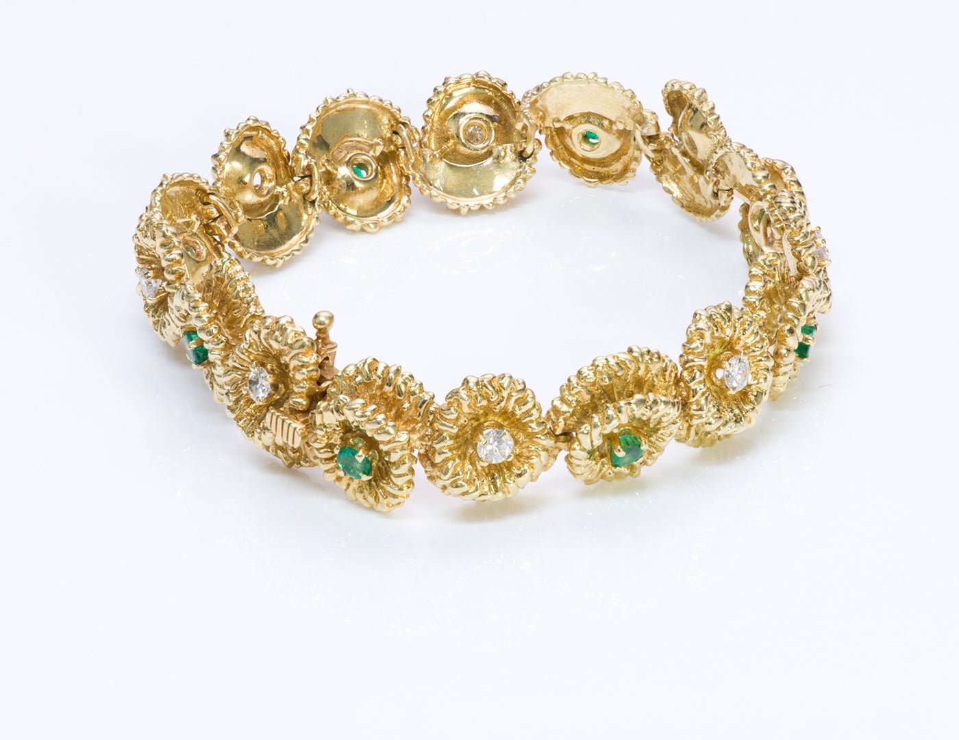 Hammerman Brothers 18K Gold Emerald Diamond Bracelet