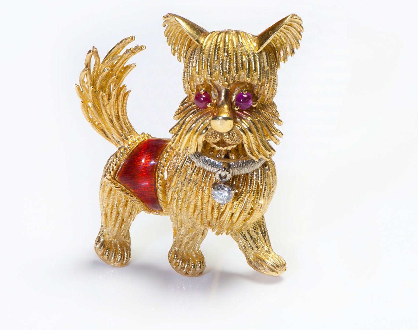 Hammerman Brothers 18K Gold Ruby Diamond Schnauzer Brooch