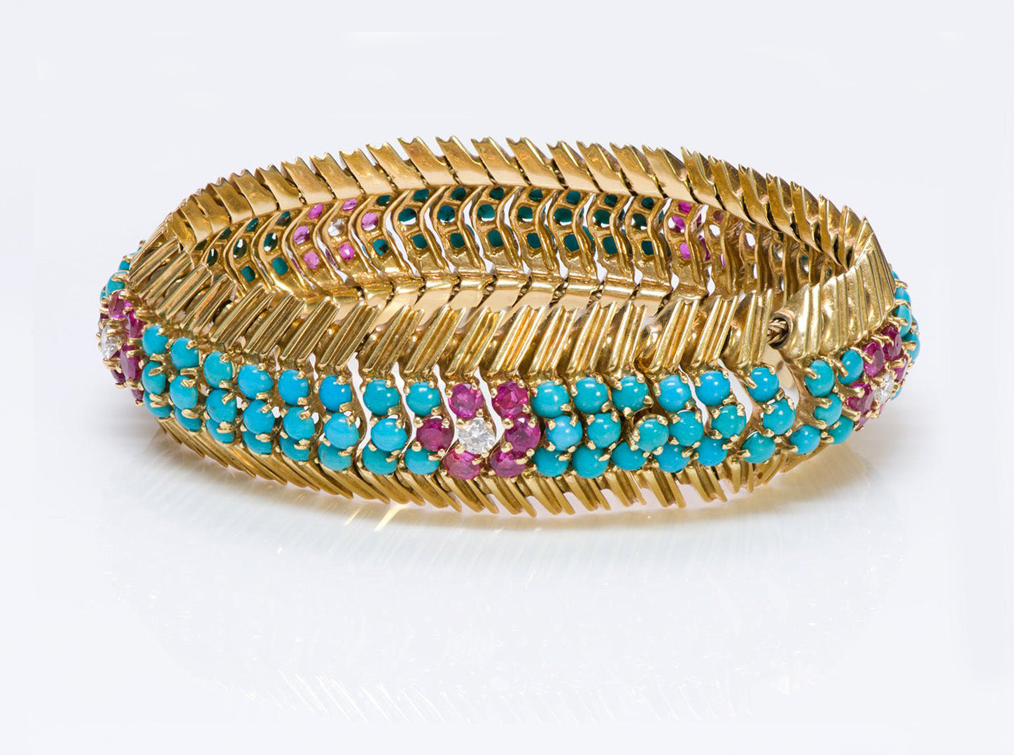 18K Hammerman Brothers Ruby, Diamond Turquoise Bracelet
