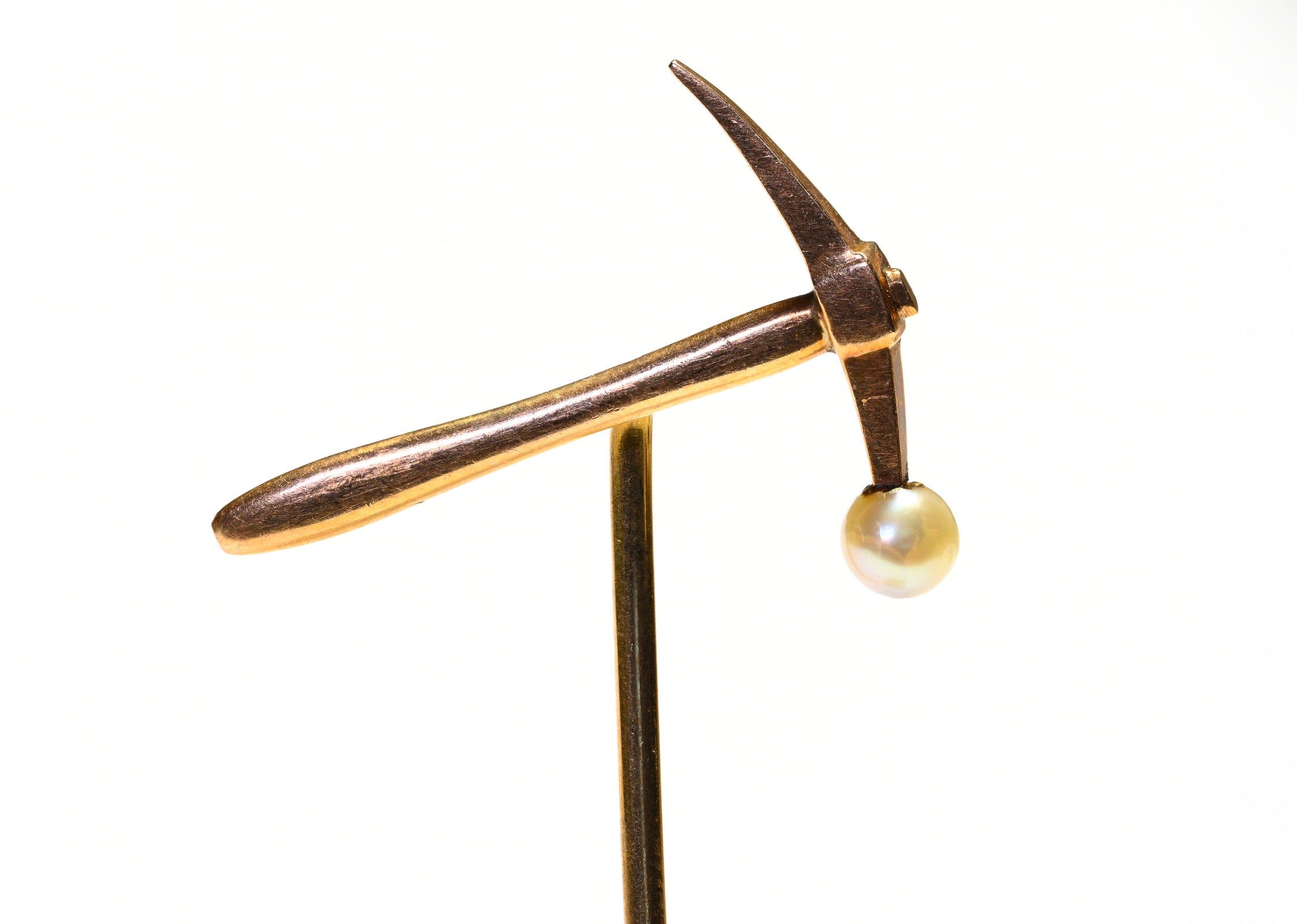 Antique Gold Mining Pick Hammer Pearl Stick Pin