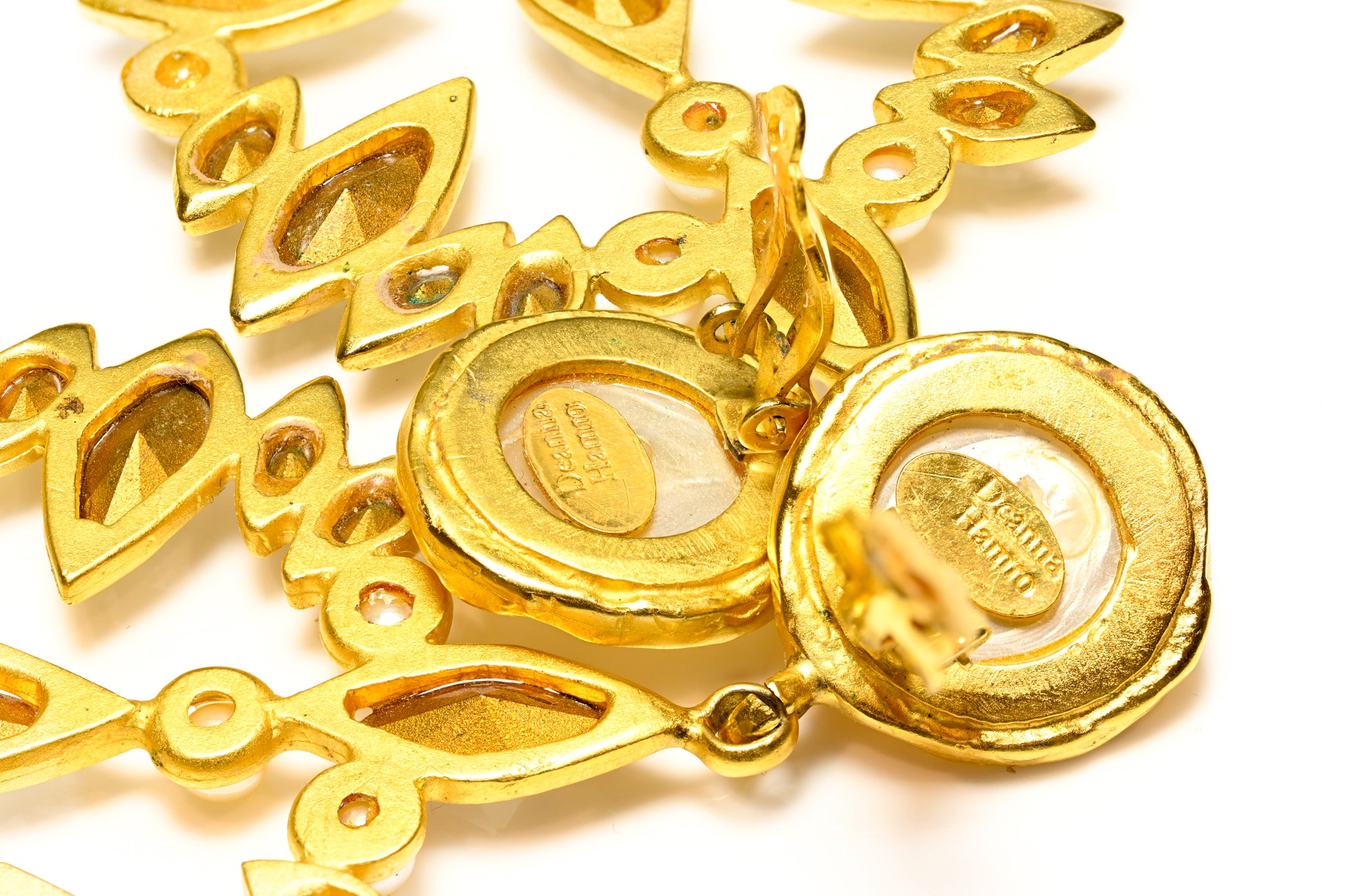 Vintage Deanna Hamro Gold Plated Pearl Drop Earring