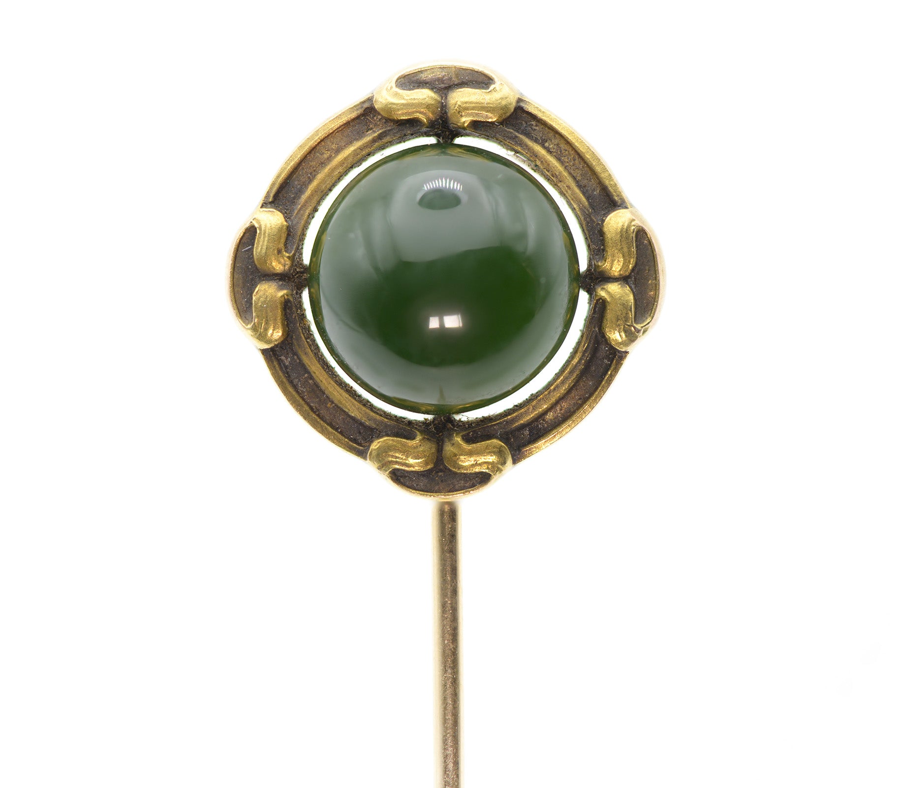 Hans Brassler & Co. Art Nouveau Gold Green Onyx Stick Pin