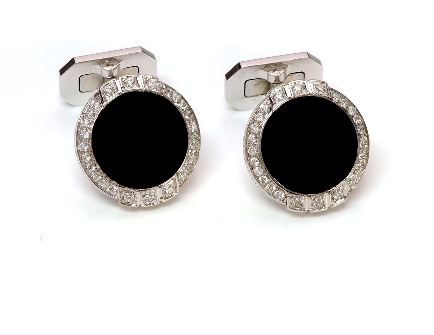 Harry Winston Onyx Diamond Gold Cufflinks