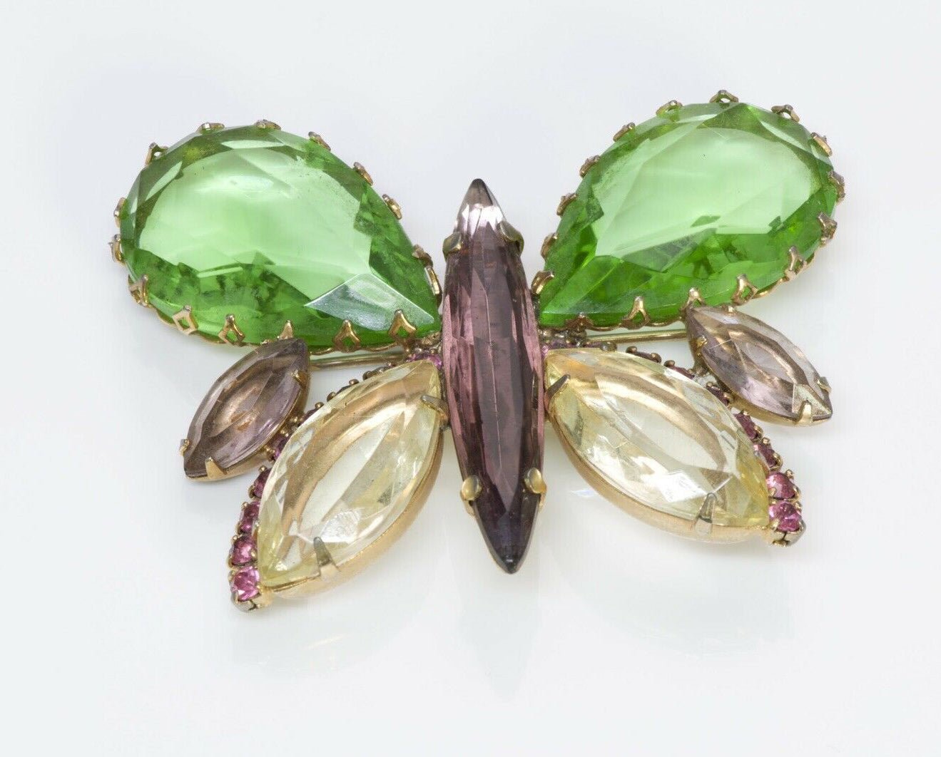 Hattie Carnegie 1950's Crystal Butterfly Earrings Brooch Set