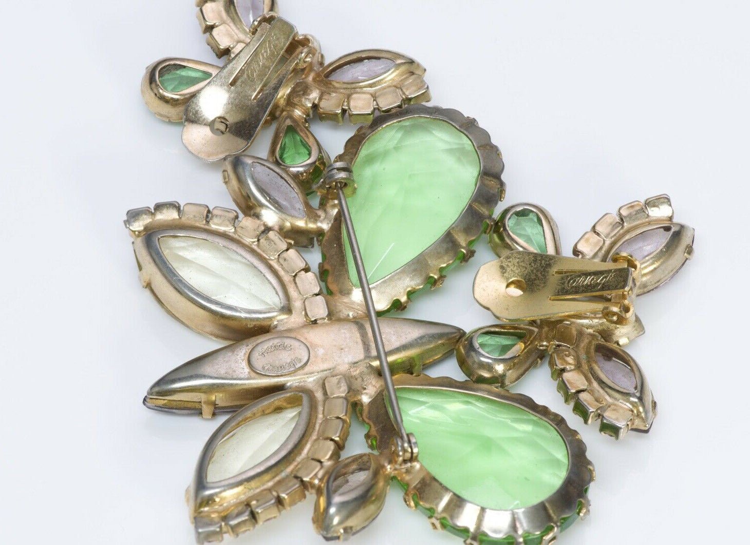 Hattie Carnegie 1950's Crystal Butterfly Earrings Brooch Set