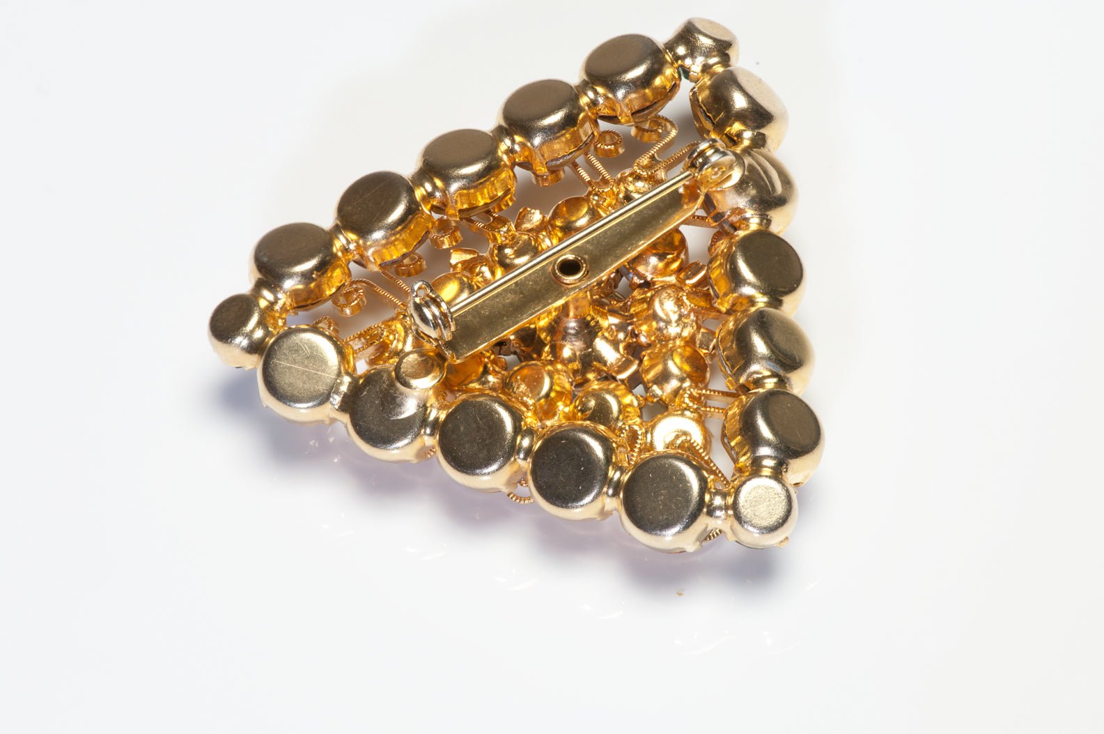 Hattie Carnegie 1950’s Green Yellow Aurora Borealis Crystal Brooch Earrings Set