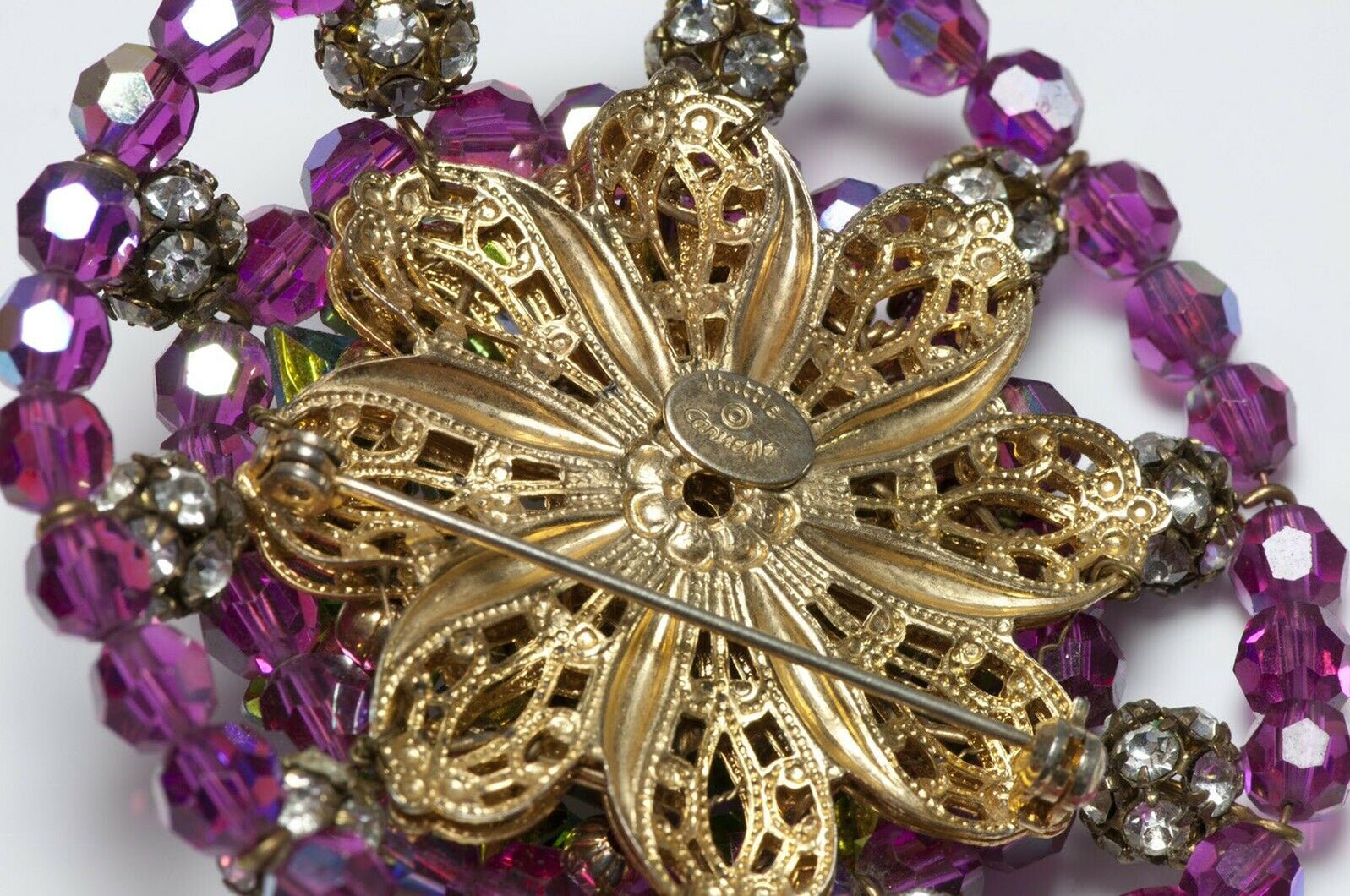 Hattie Carnegie 1950’s Pink Crystal Flower Brooch