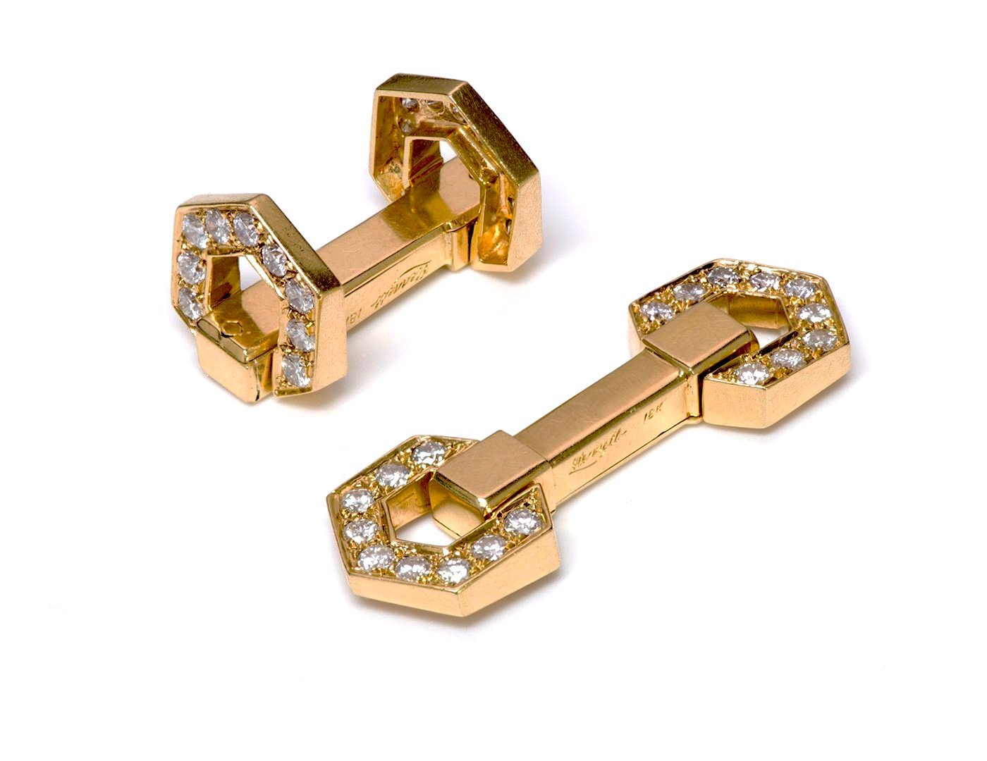 Hennell 18K Gold Diamond Stirrup Cufflinks