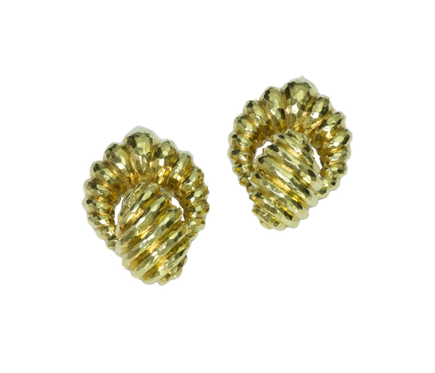 Henry Dunay 18K Hammered Gold Estate Door-Knocker Earrings