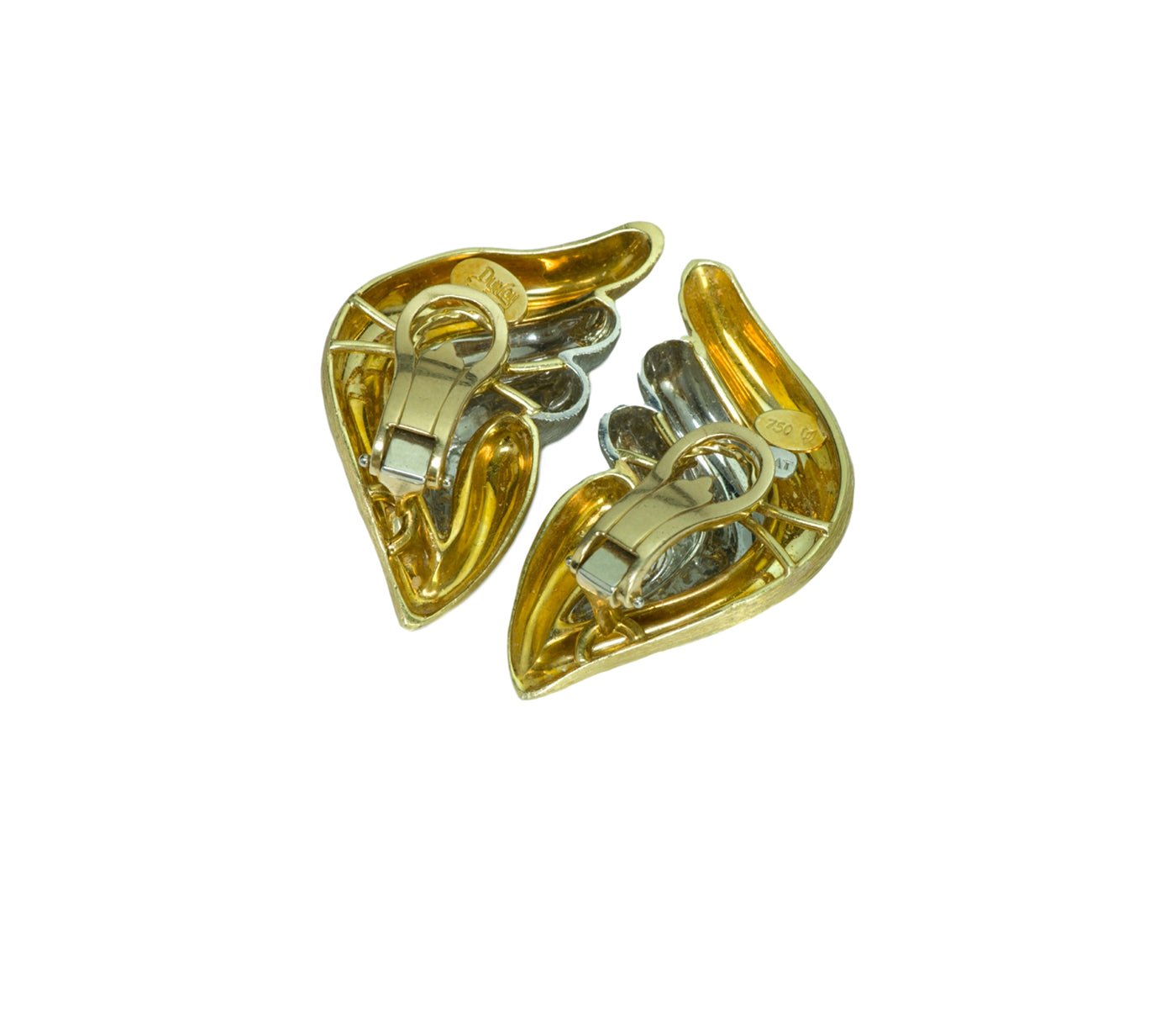 Henry Dunay Sabi Platinum and 18K Gold Earrings