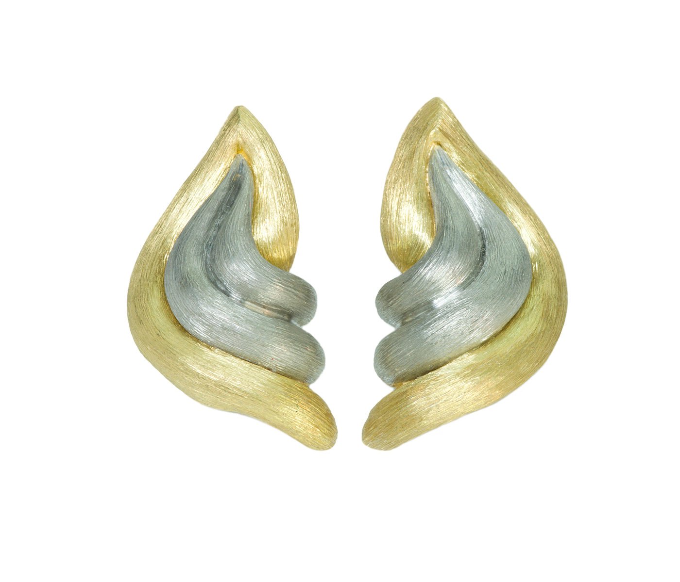 Henry Dunay Sabi Platinum and 18K Gold Earrings