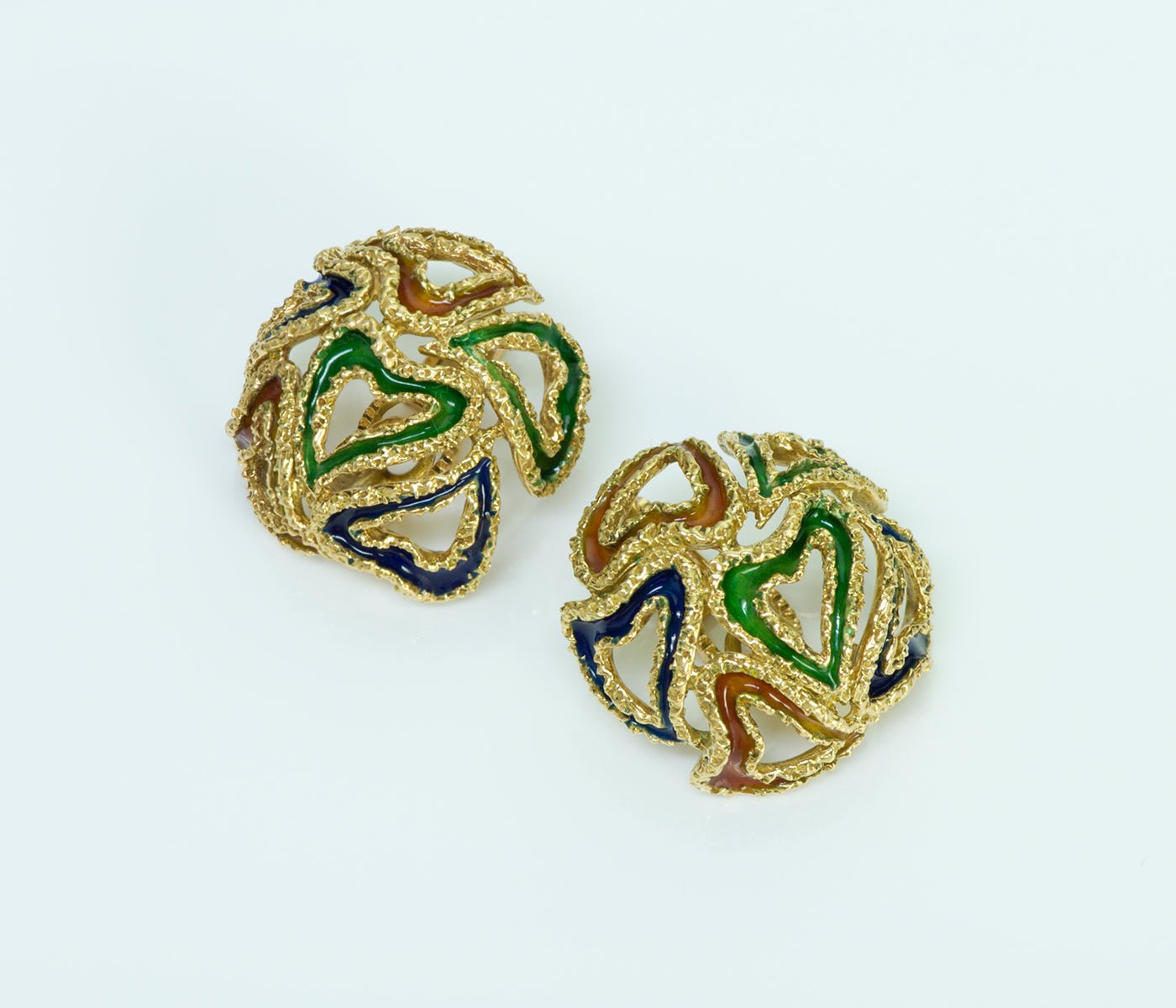 Hermès 18K Gold Enamel Heart Earrings