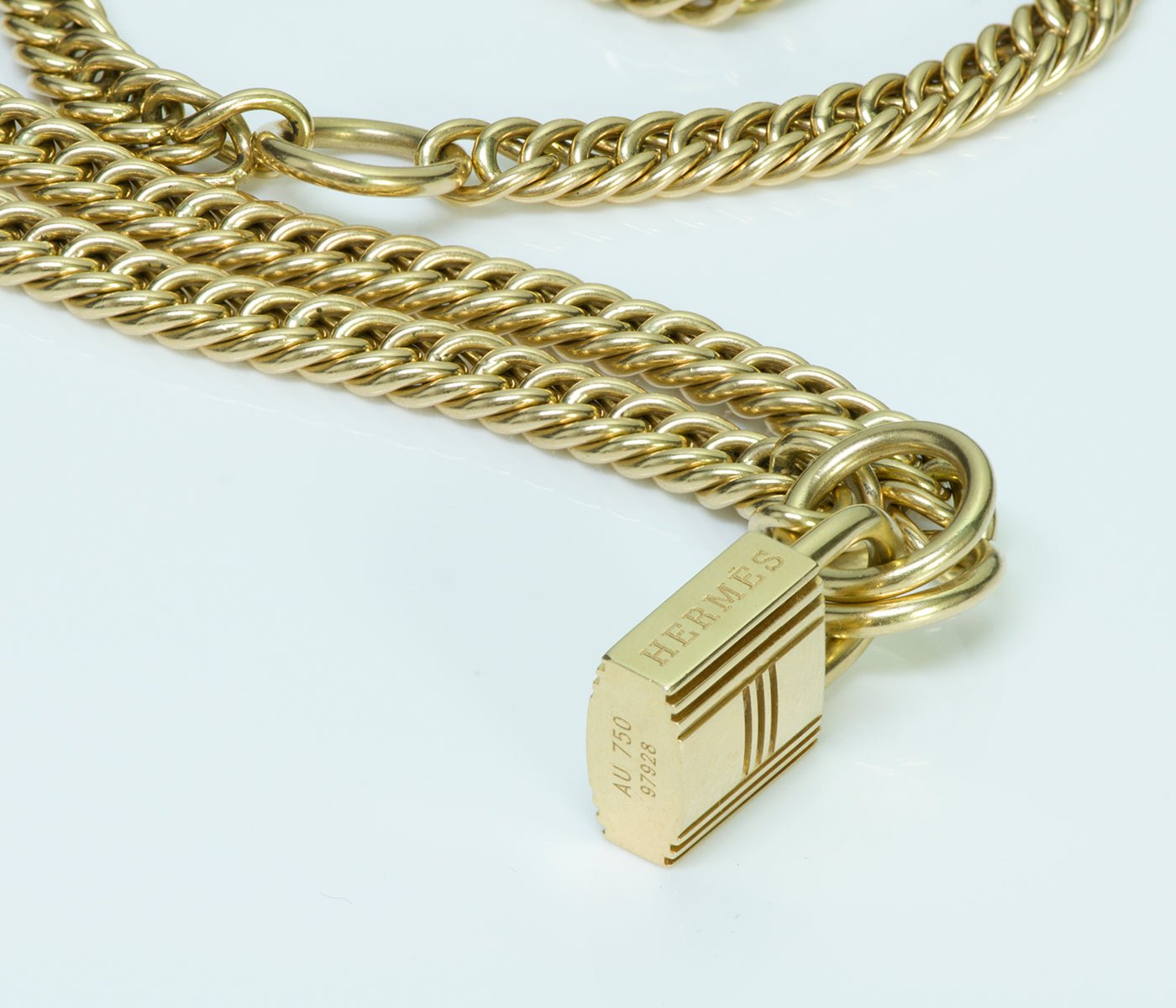 Hermès 18K Gold Padlock Chain Necklace