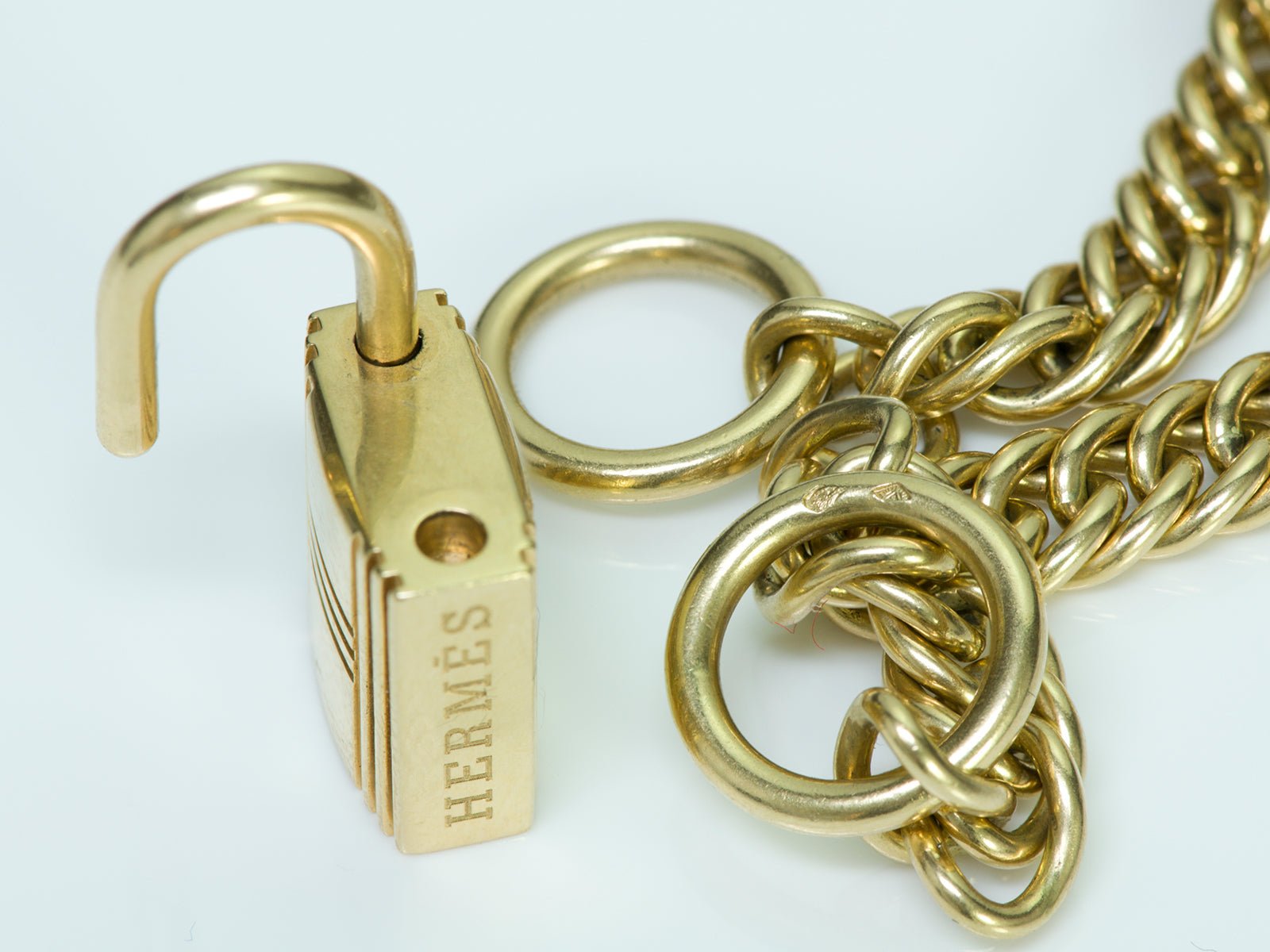 Hermès 18K Gold Padlock Chain Necklace