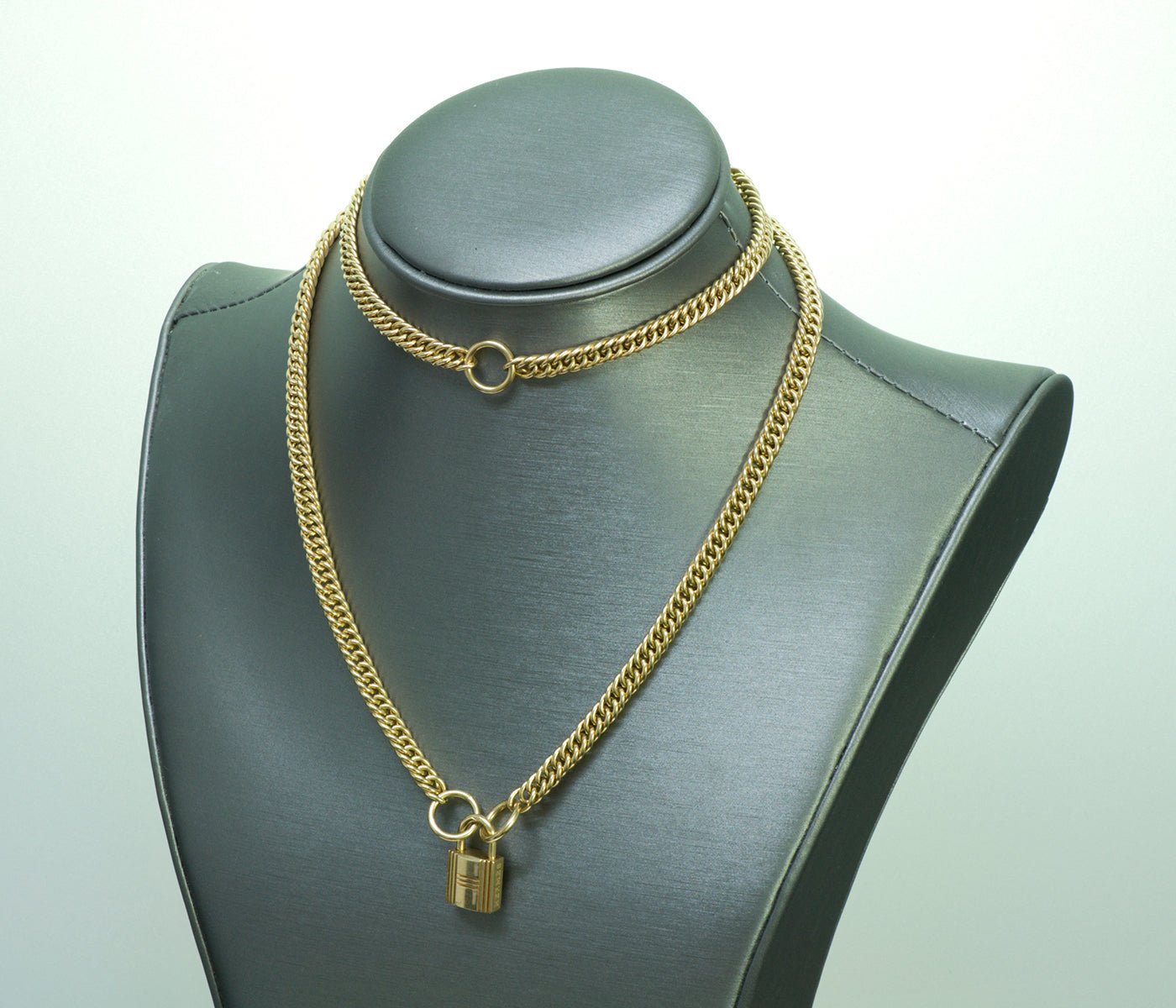 Hermès 18K Gold Padlock Chain Necklace