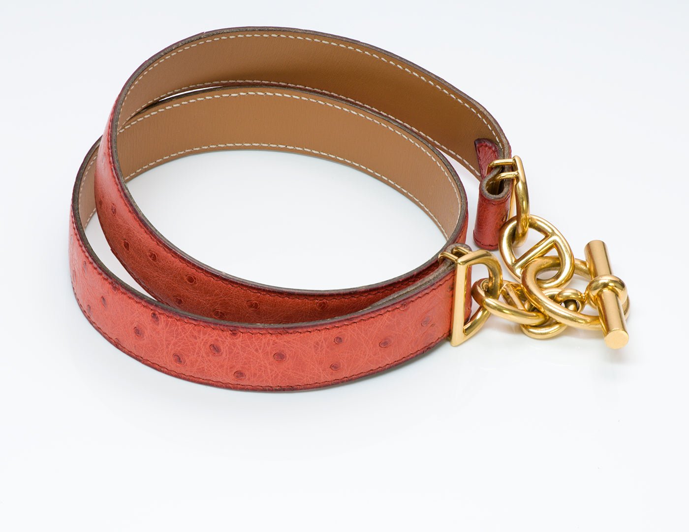 Hermès Chaine D’Ancre Red Ostrich Belt