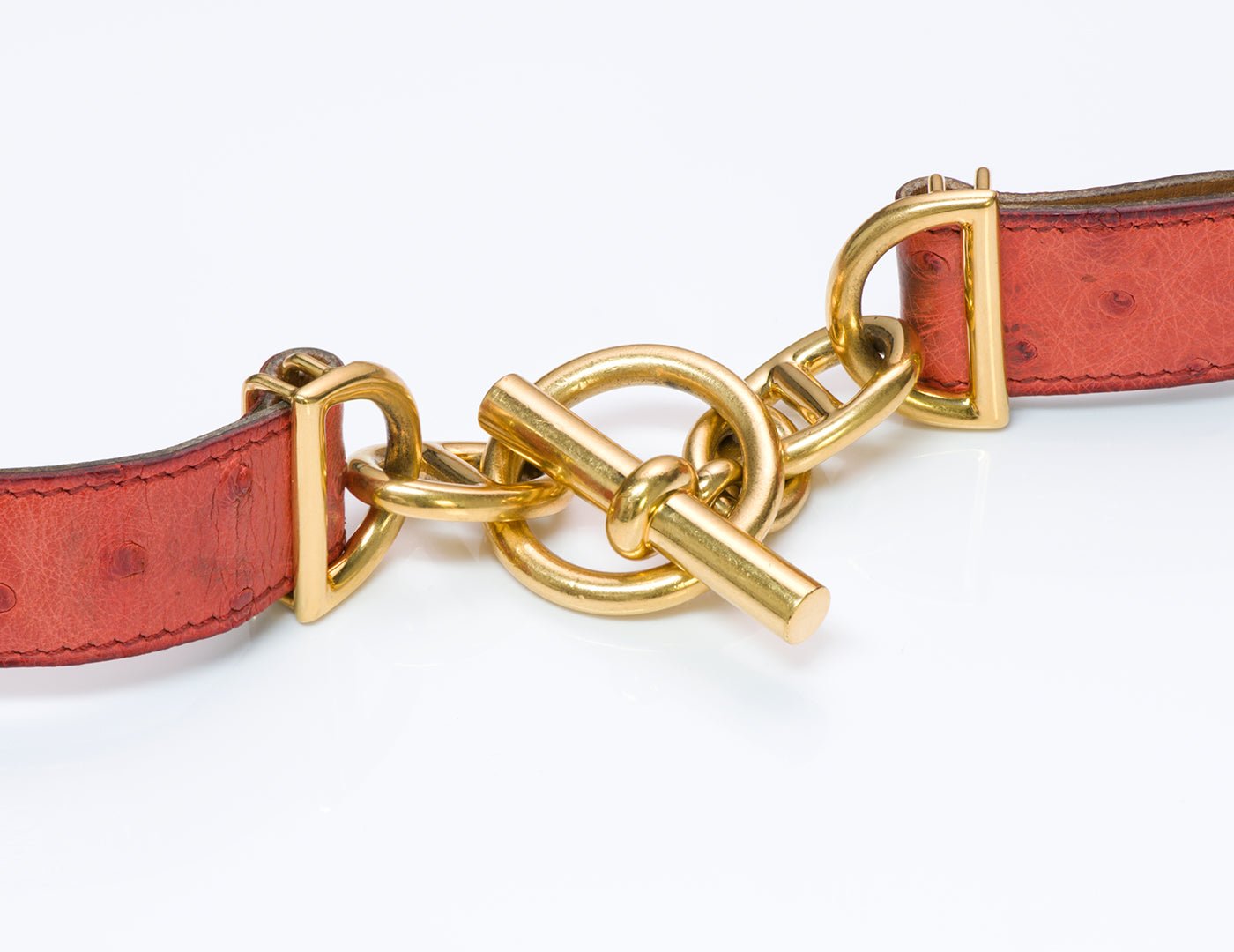 Hermès Chaine D’Ancre Red Ostrich Belt