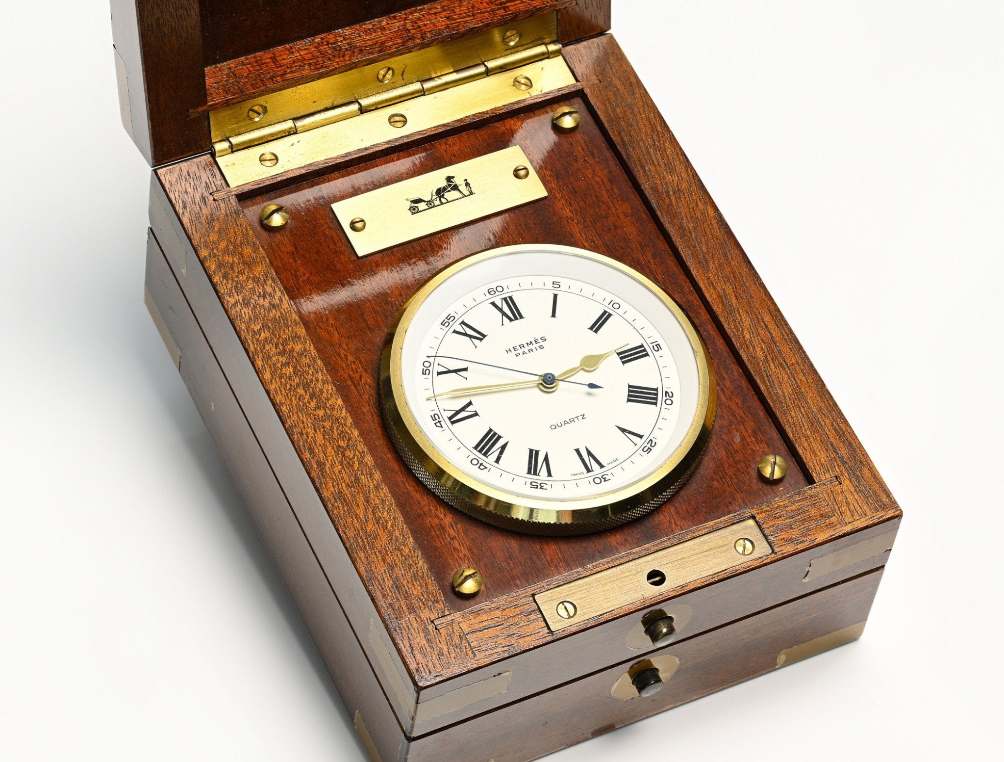 Hermes Chronometer Wood Desk Clock