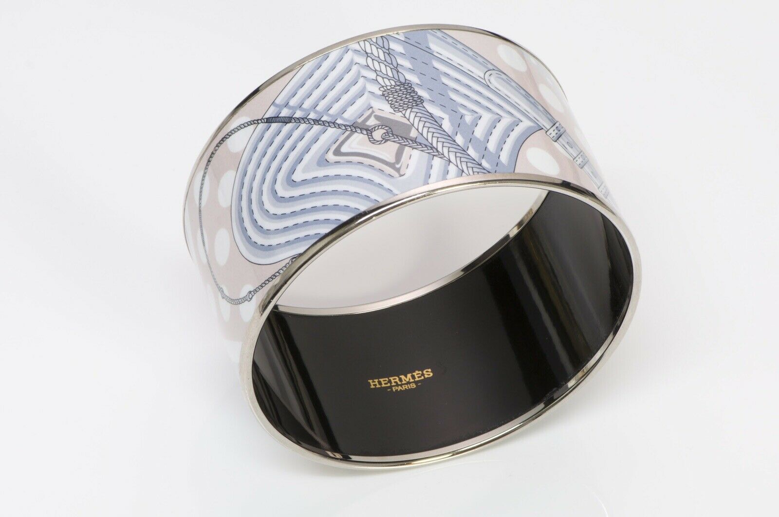 HERMES “Clic Clac a Pois” Extra Wide Enamel Bangle Bracelet