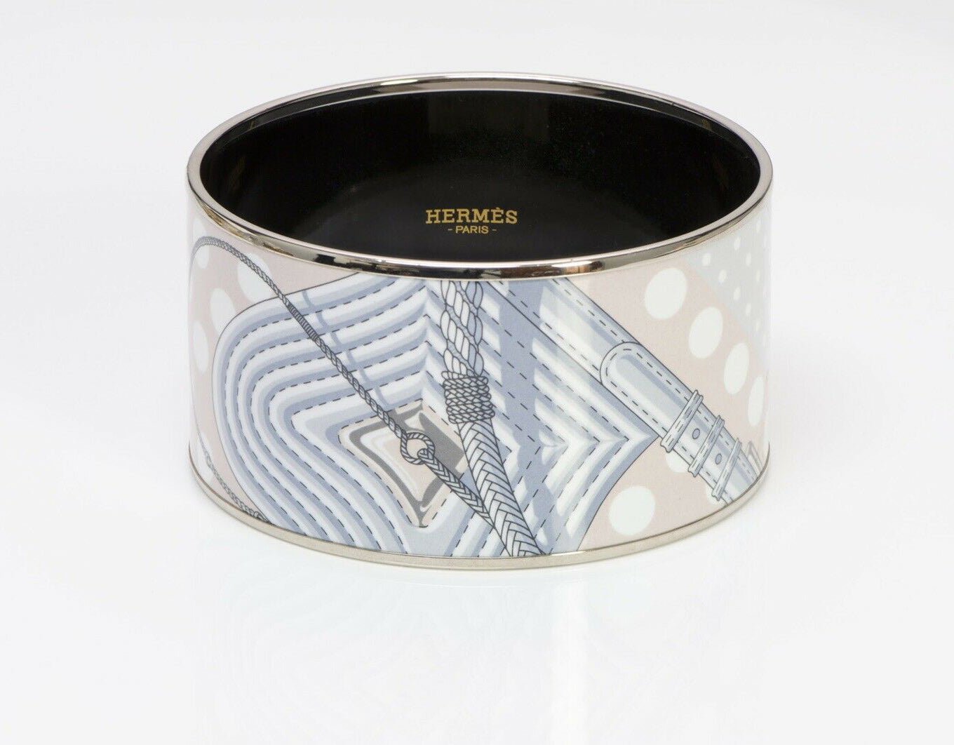 HERMES “Clic Clac a Pois” Extra Wide Enamel Bangle Bracelet