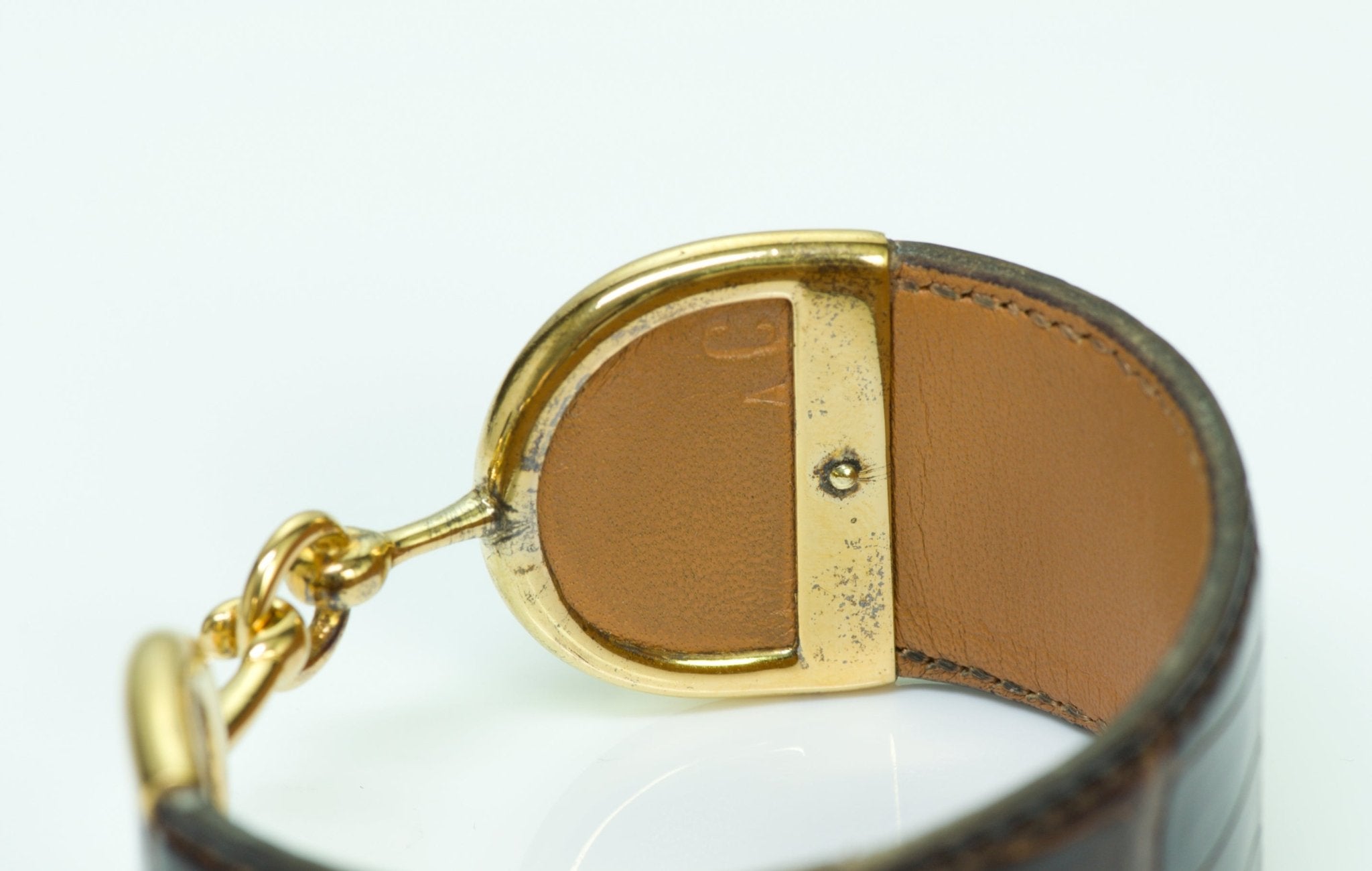 Hermès Deux Eperons Brown Crocodile Bracelet