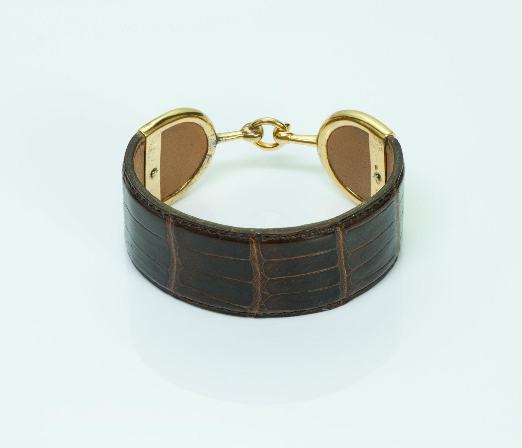 Hermès Deux Eperons Brown Crocodile Bracelet