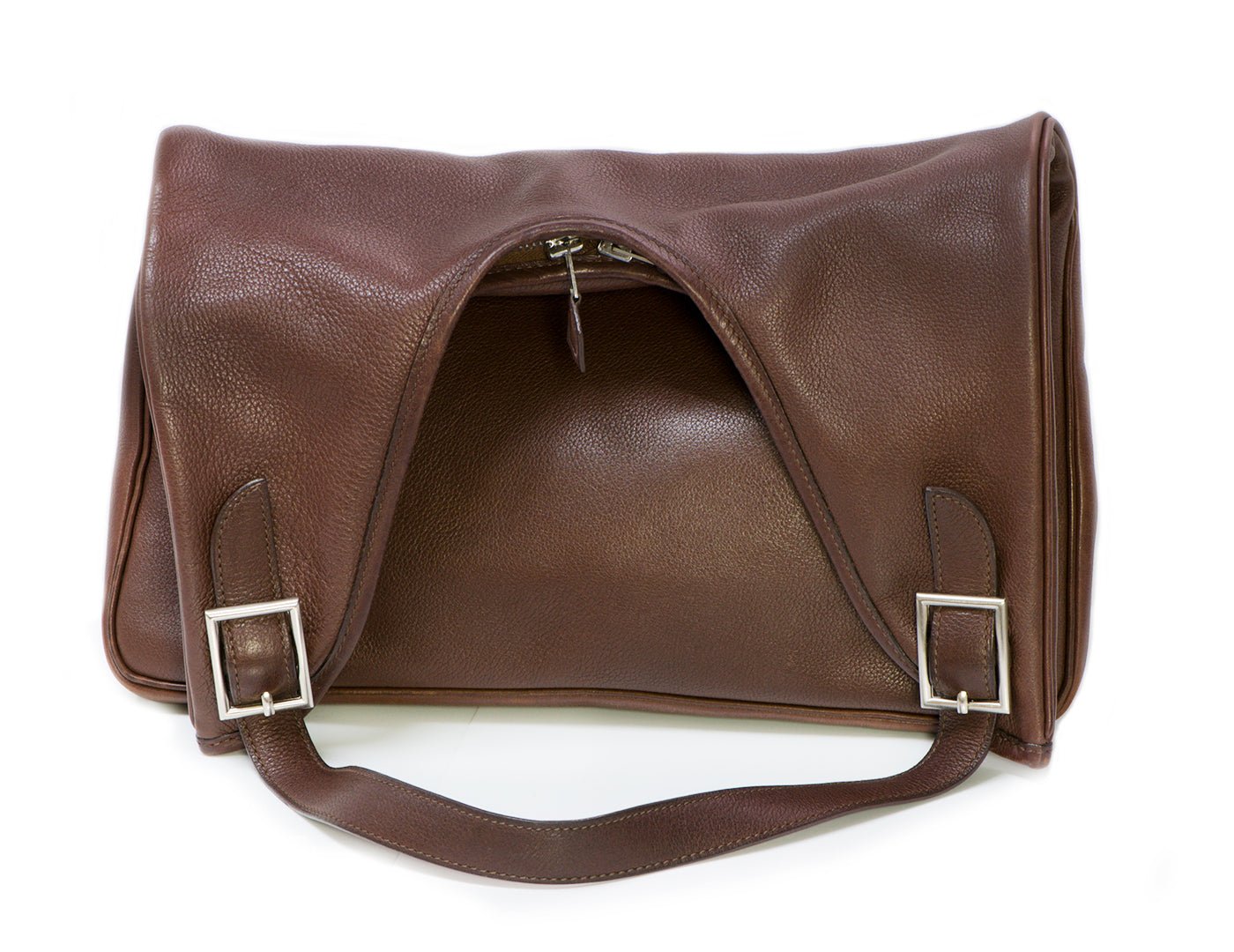 HERMES Massai Brown Clemence Leather Shoulder Crossbody Bag