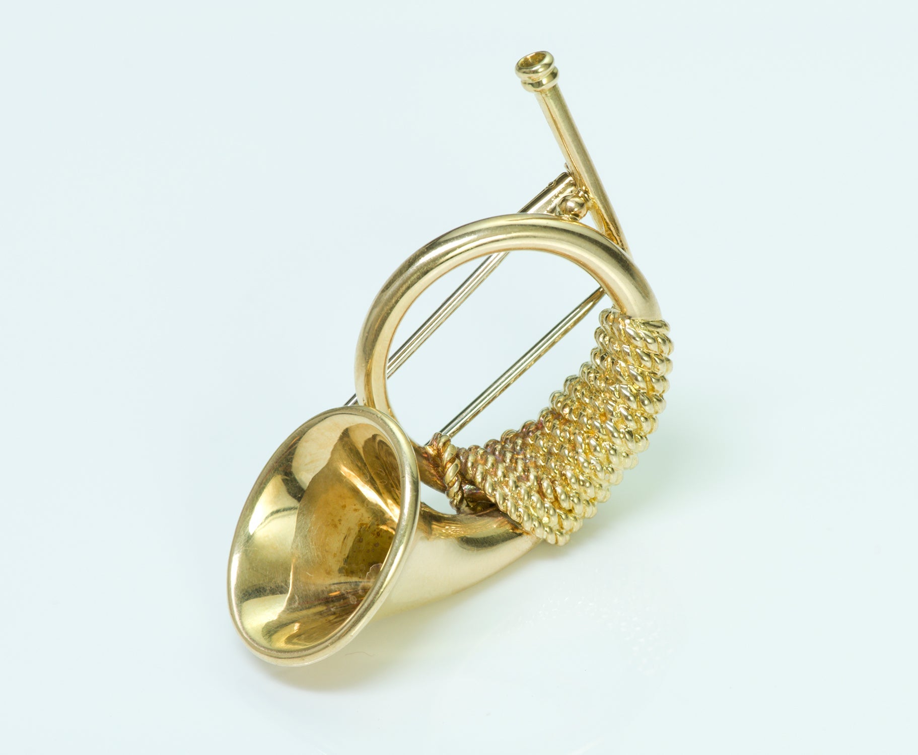 Hermès Paris 18K Yellow Gold French Horn Brooch
