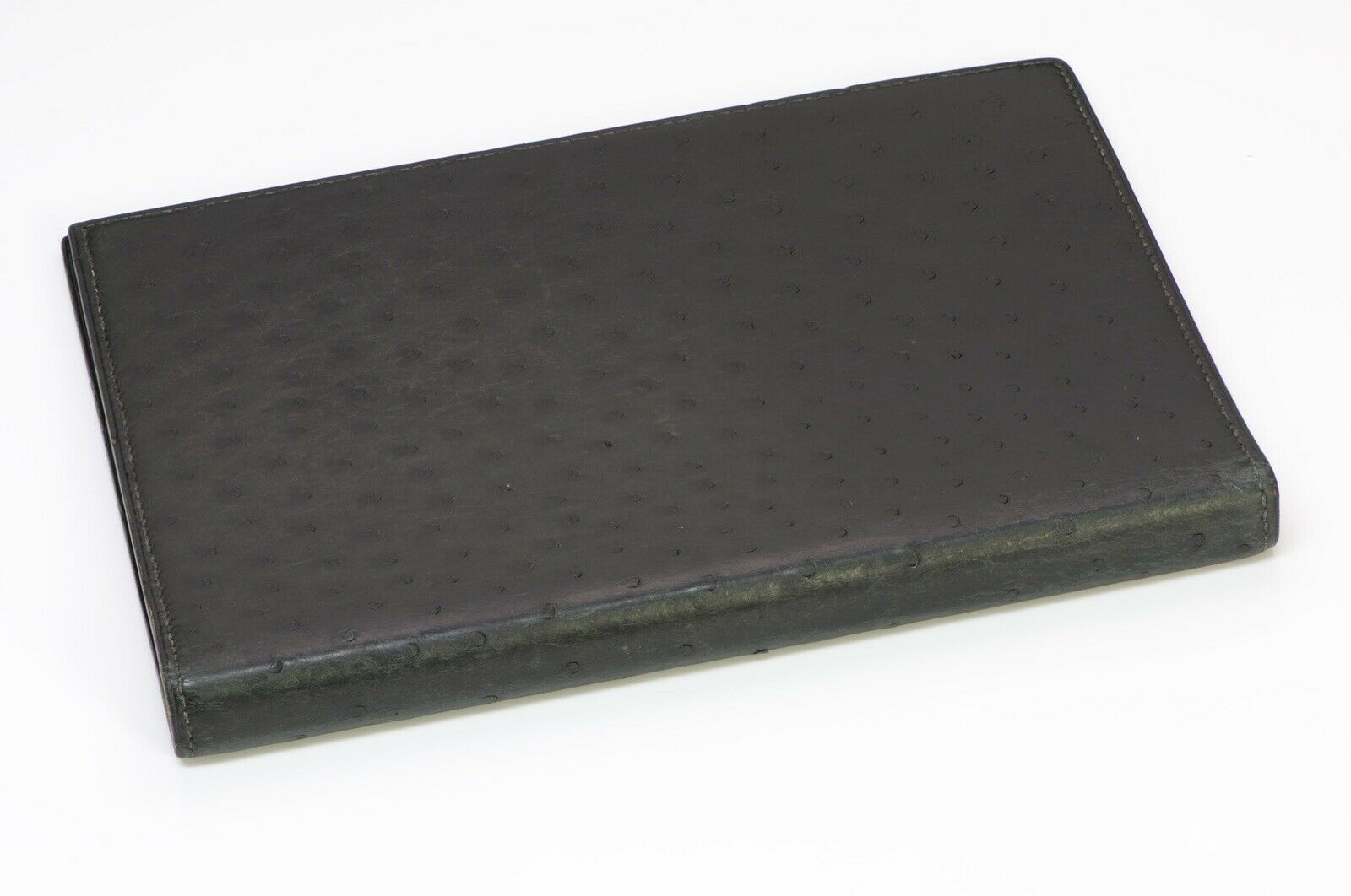 HERMES Paris 1985 Black Ostrich Large Agenda Notebook Cover