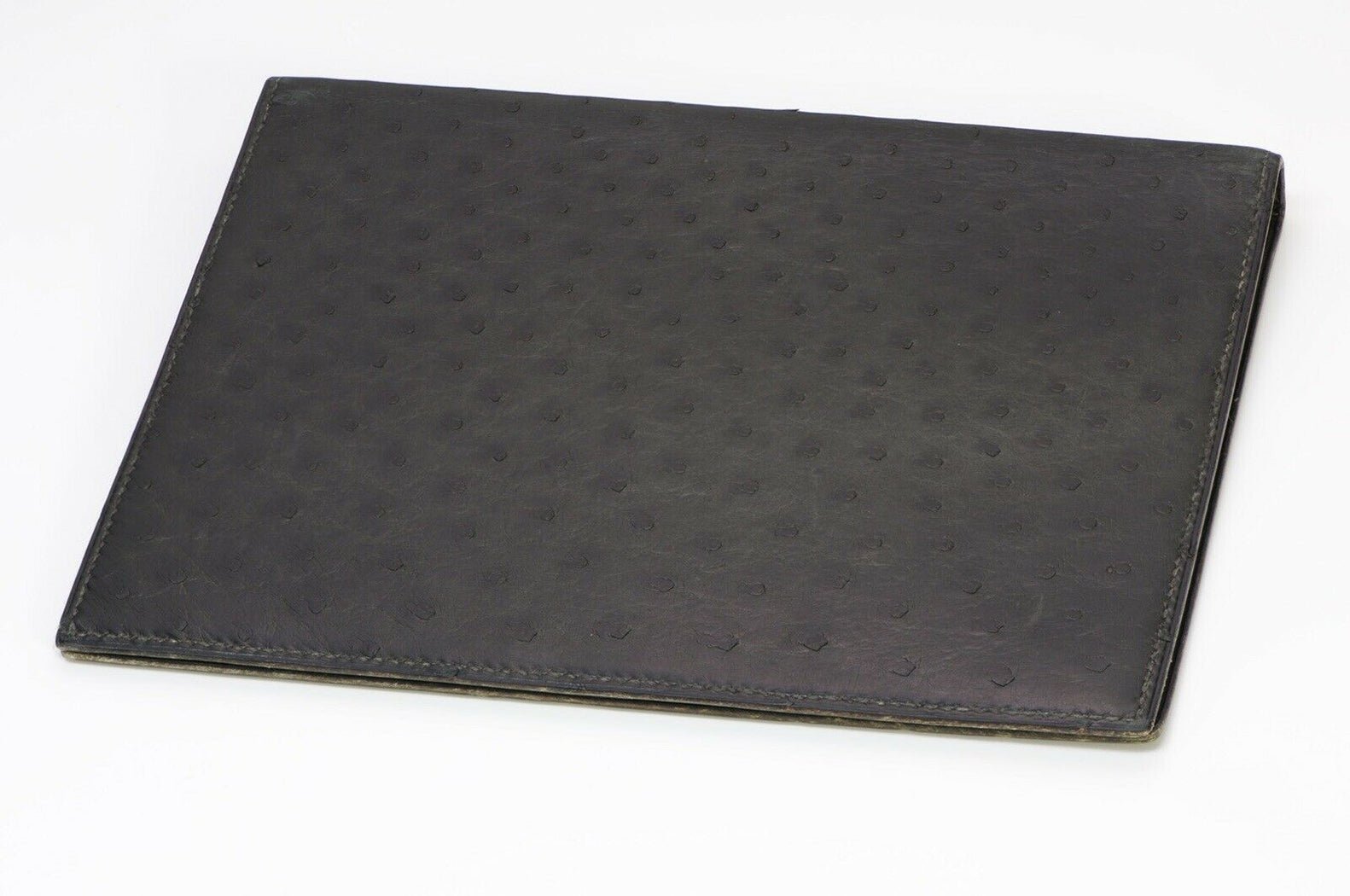HERMES Paris 1985 Black Ostrich Large Agenda Notebook Cover