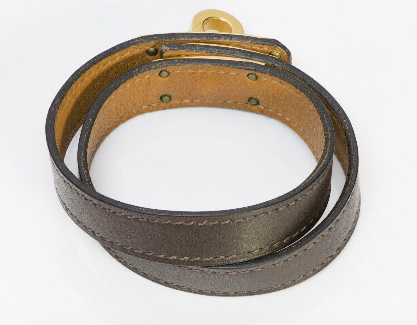 HERMES Paris 2008 Kelly Double Tour Brown Leather Wrap Bracelet