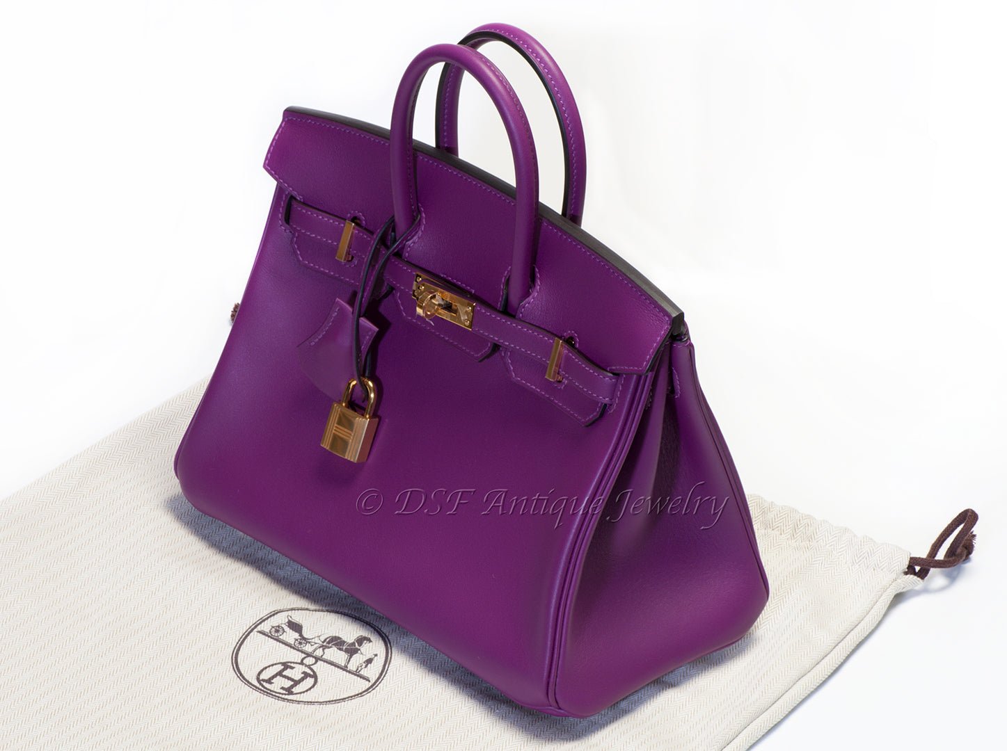 Hermes Paris Anemone Purple Leather Birkin 25 Bag
