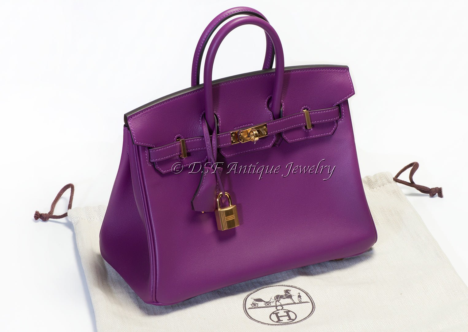 Hermes Paris Anemone Purple Leather Birkin 25 Bag